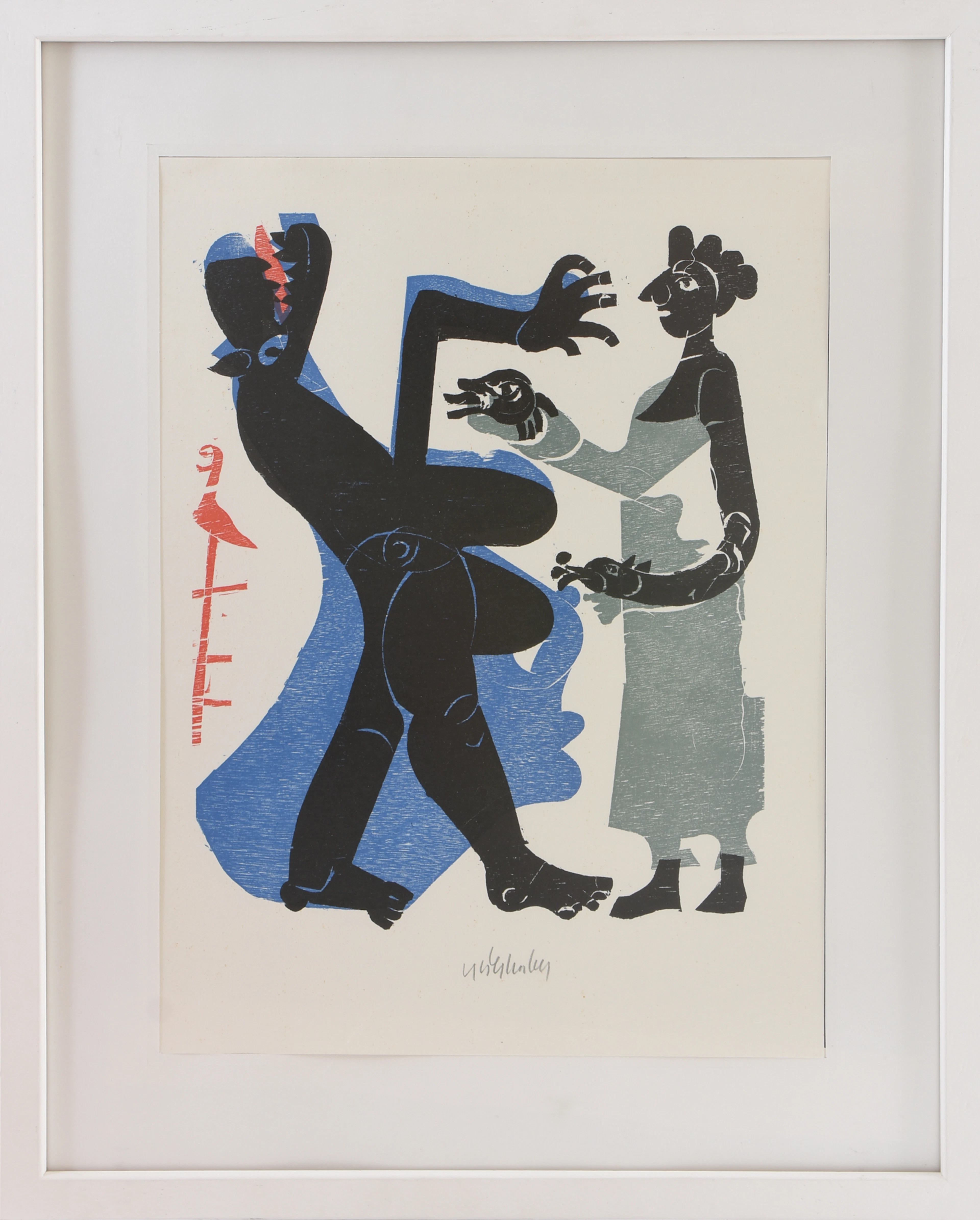 HAP GRIESHABER. dreiteiliges Konvolut polychromer Holzschnitt, hinter Glas gerahmt, signiert, 1970er-Jahre.