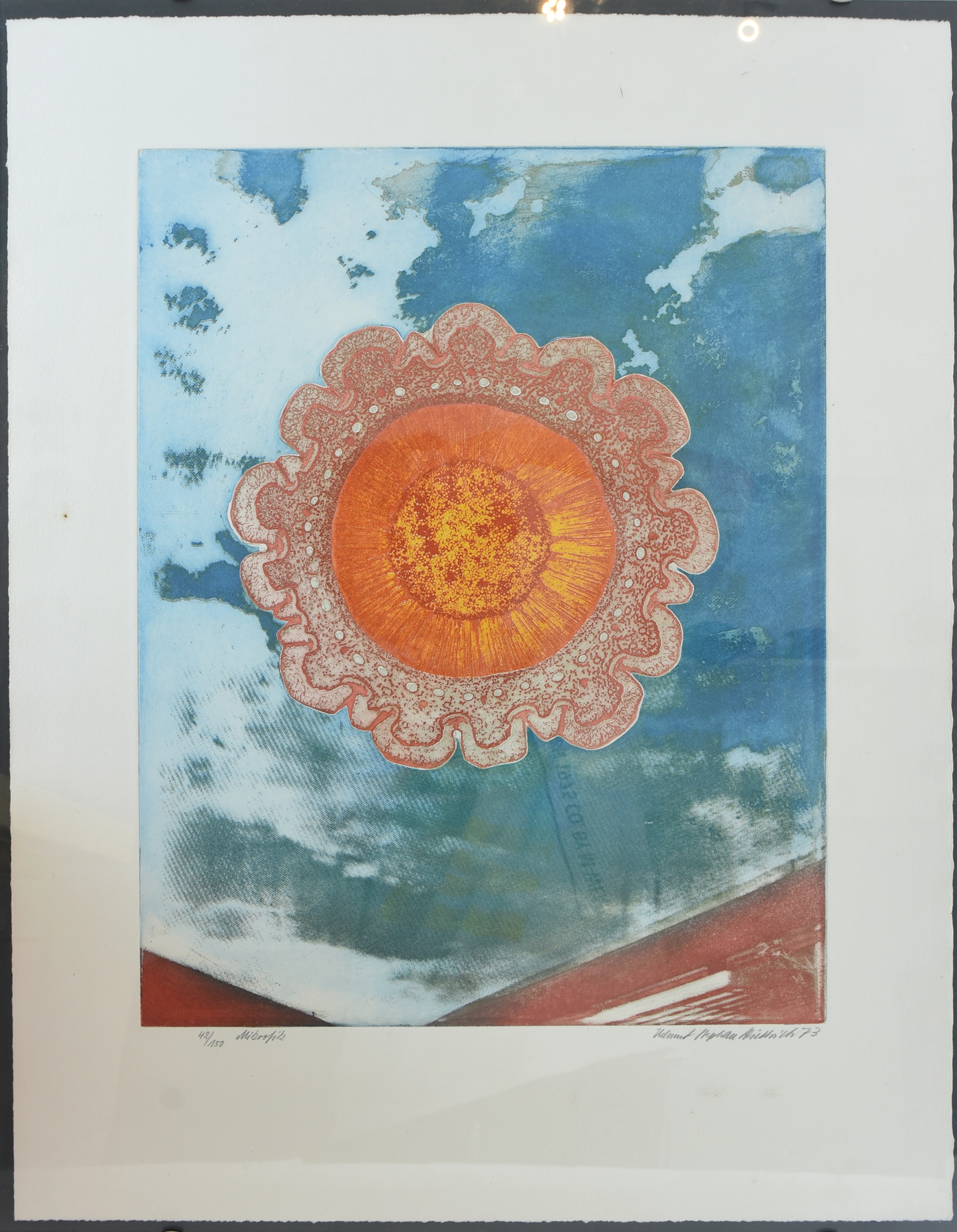 HELMUT STEPHAN DIEDRICH. "Mikrobik", polychrome Druckgrafik, hinter Glas gerahmt, nummeriert/limitiert, signiert und datiert.