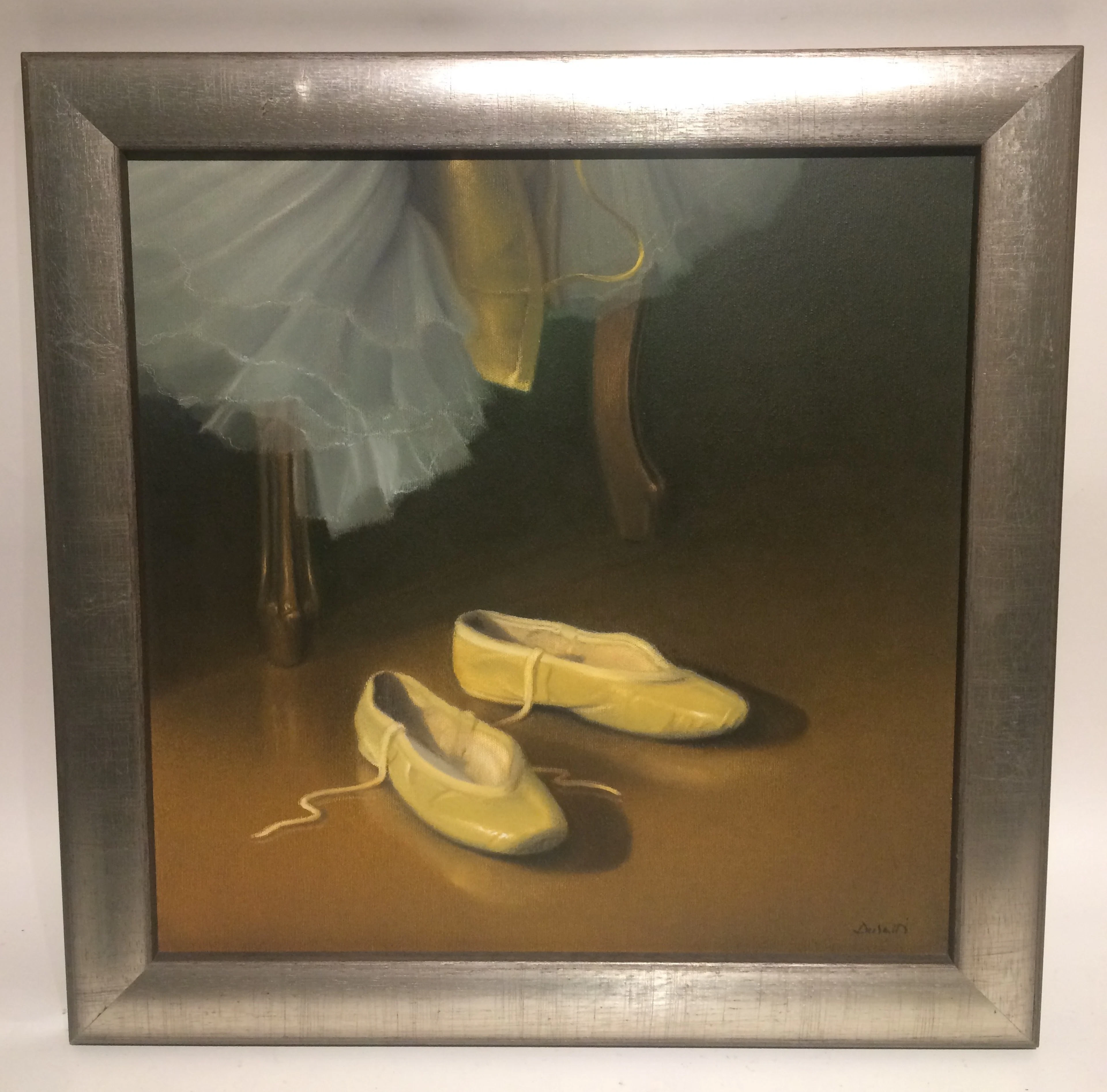 WALTER DUSATTI. "Nach der Ballettstunde", Öl und Acryl auf Leinwand/Maltuch, gerahmt und signiert.