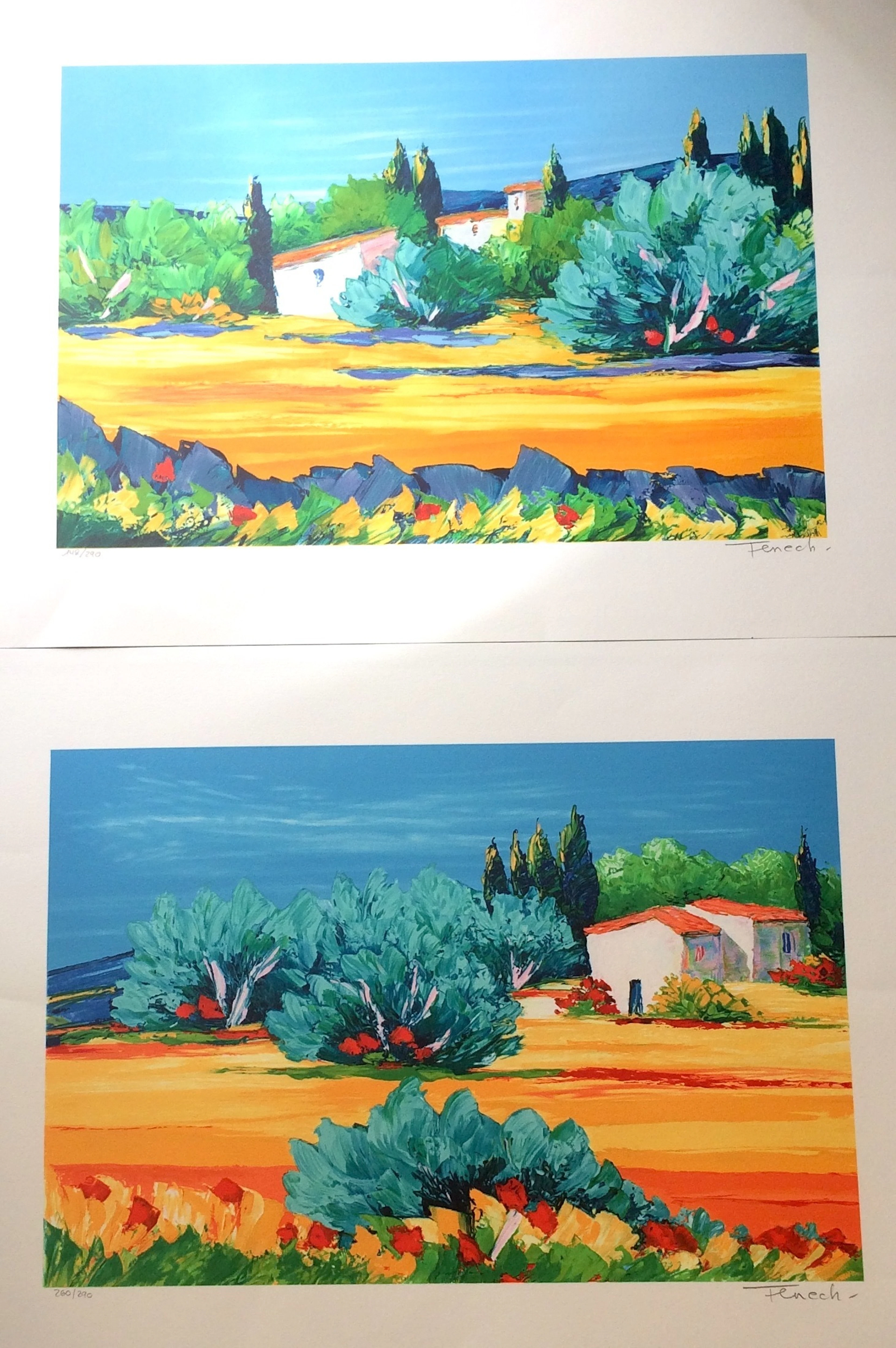 SERGE FENECH. Zwei Grafiken, polychrome Lithografien auf Papier, nummeriert/ limitiert und signiert.