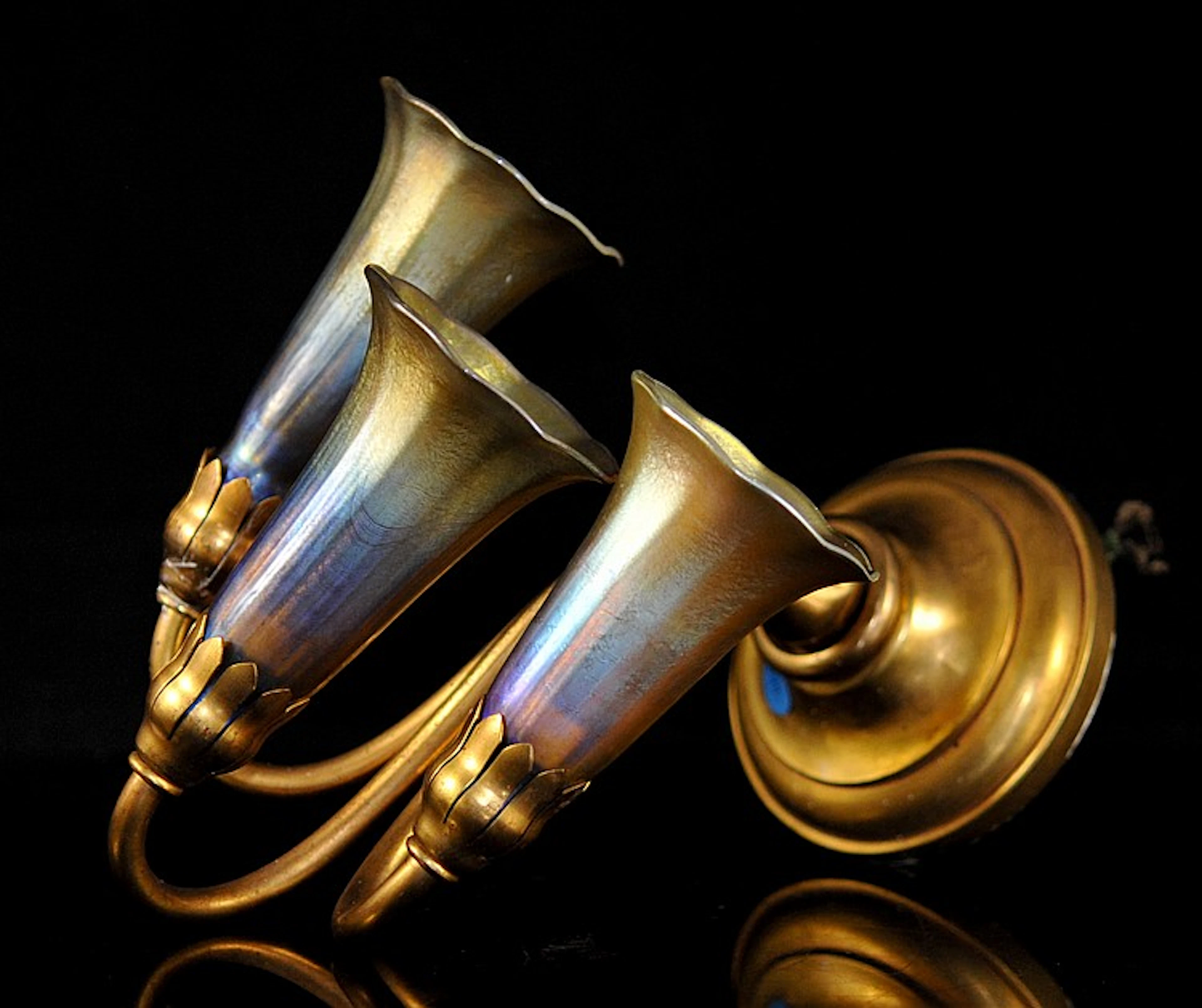 Set of Three Louis Comfort Tiffany Shades