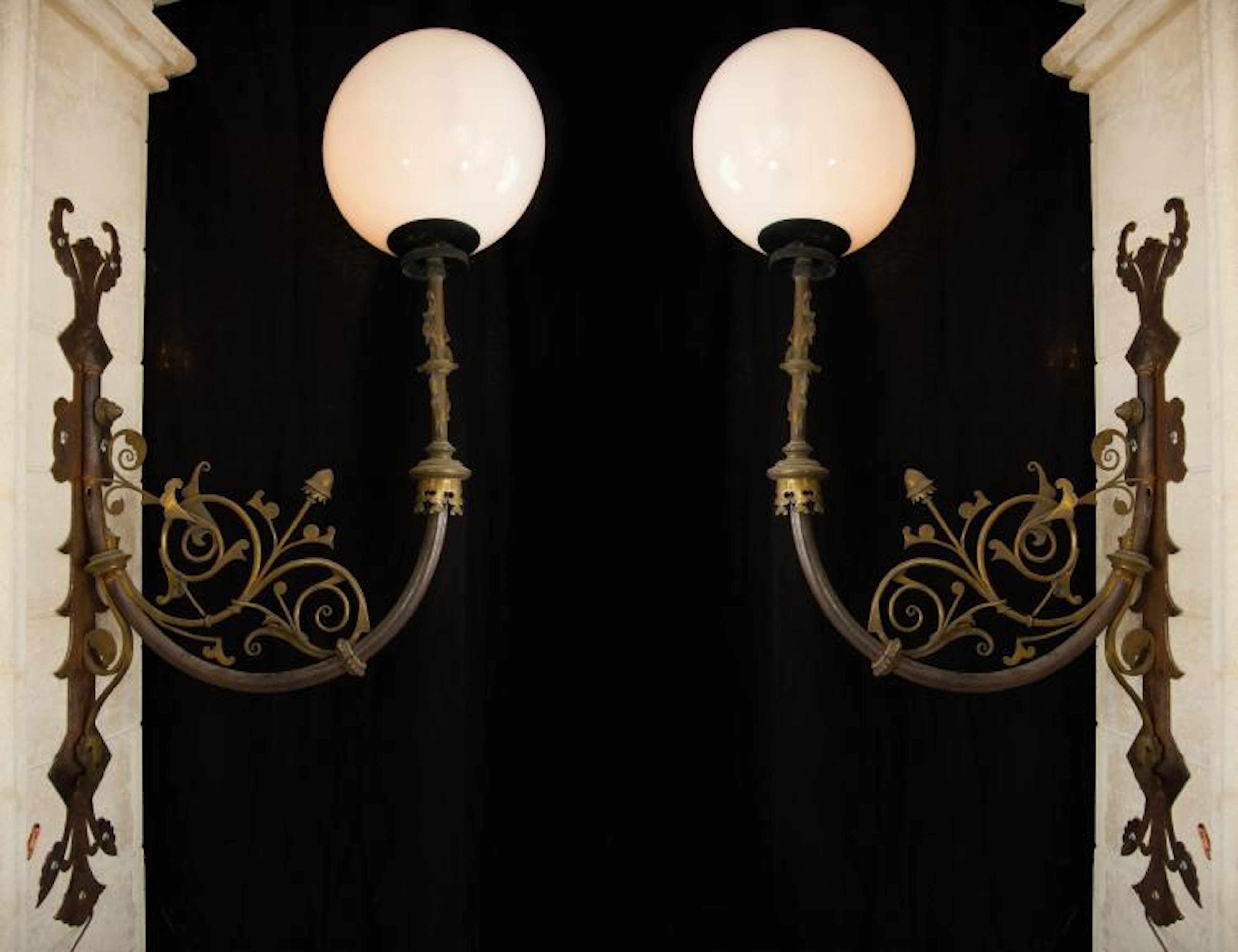 Antique Large Pair of Wall Sconces