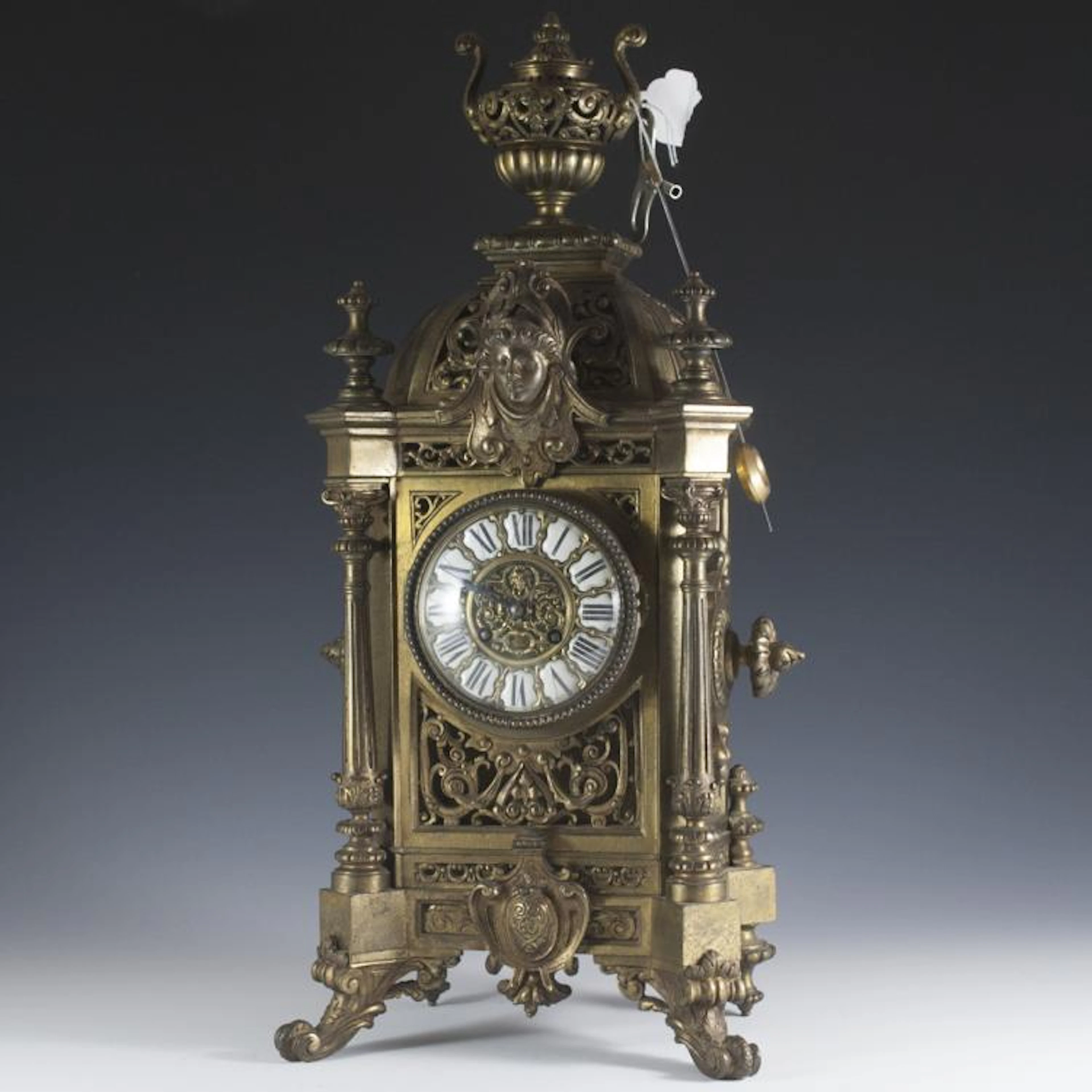 Antique H&F Paris Dore Brass Mantle Clock