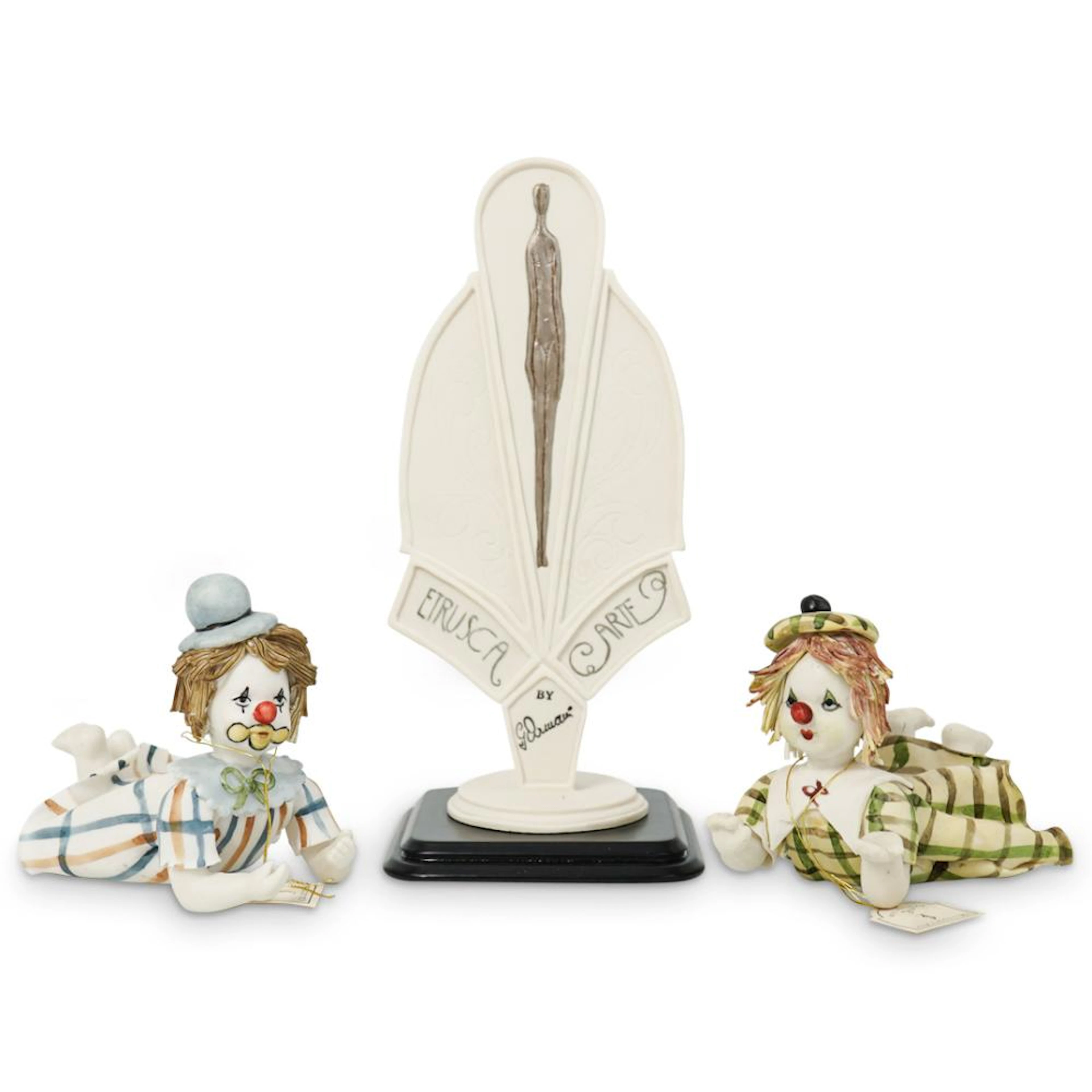 (3 Pc) Lot of Porcelain Clown Statues