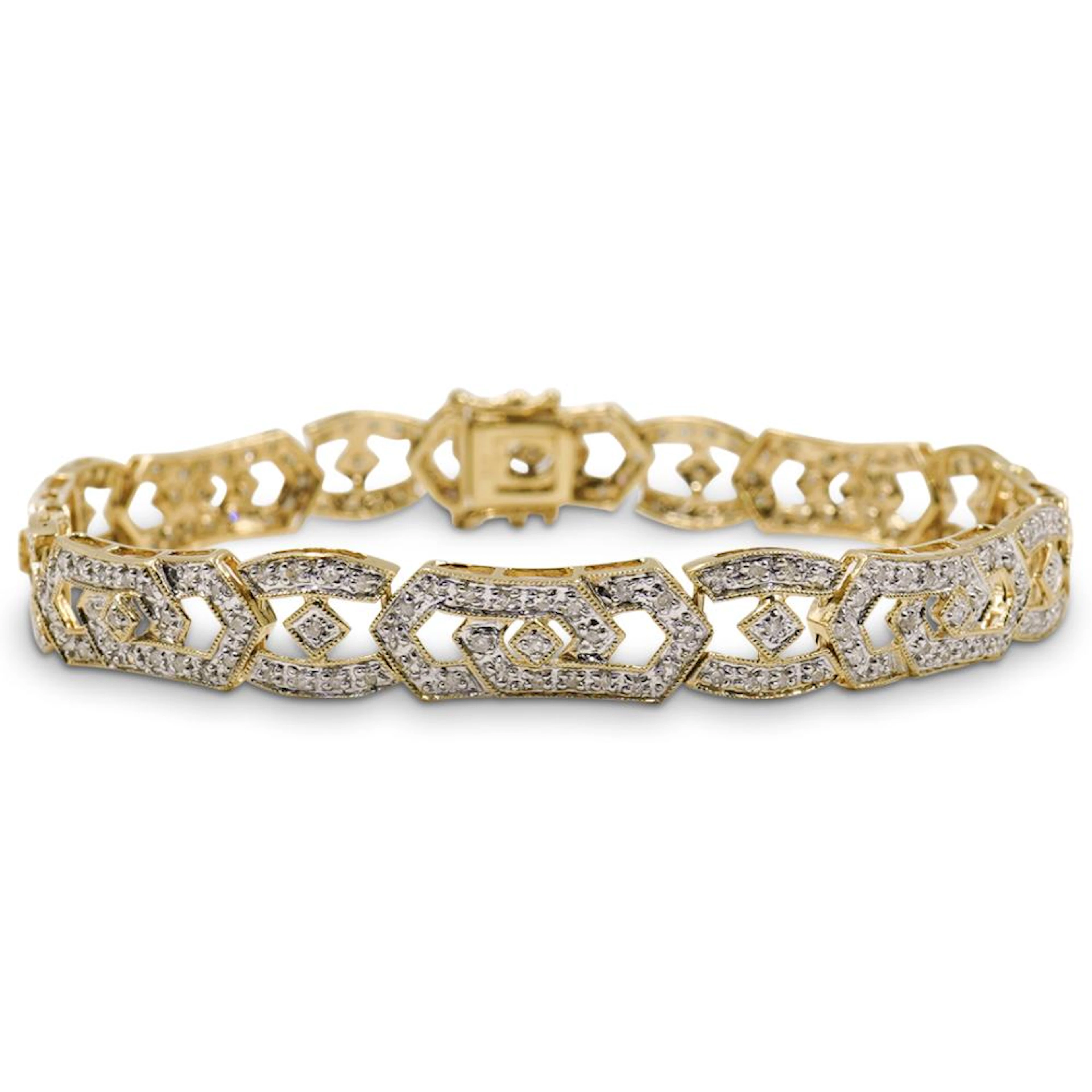 14k Gold and Diamond Filigree Bracelet