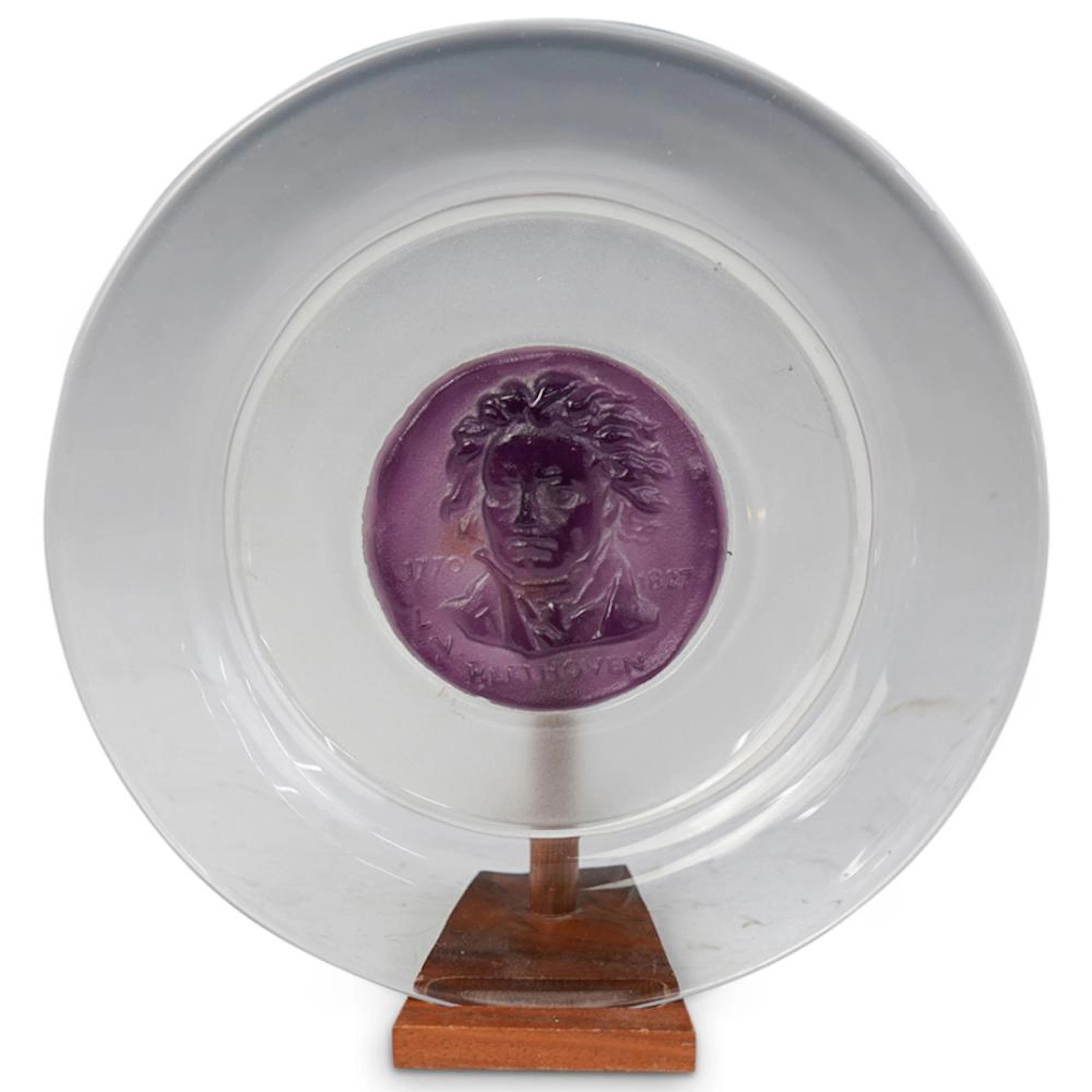 Daum Pate De Verre Art Glass Plate Beethoven