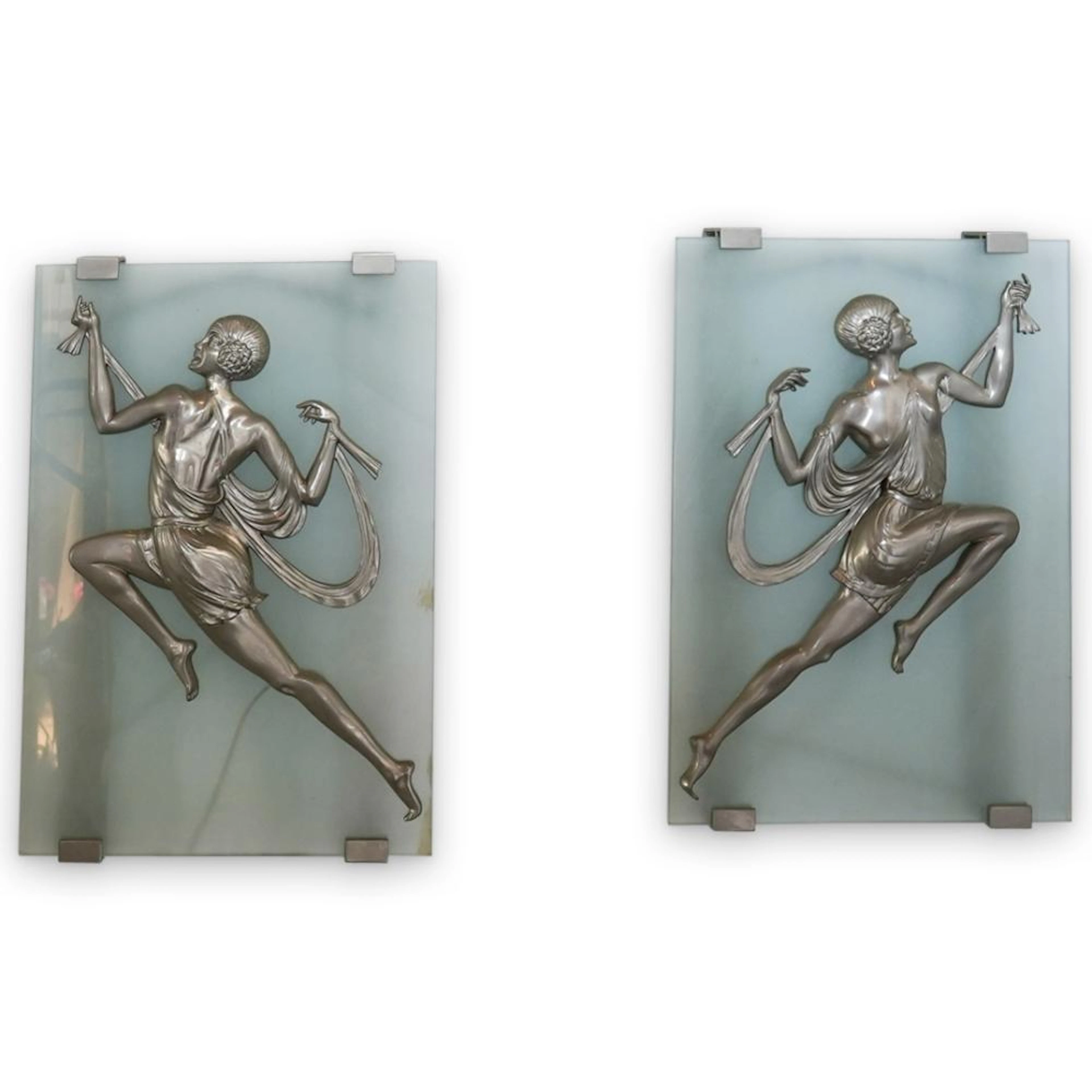Gori French Art Deco Glass and Bronze Wall Sconces