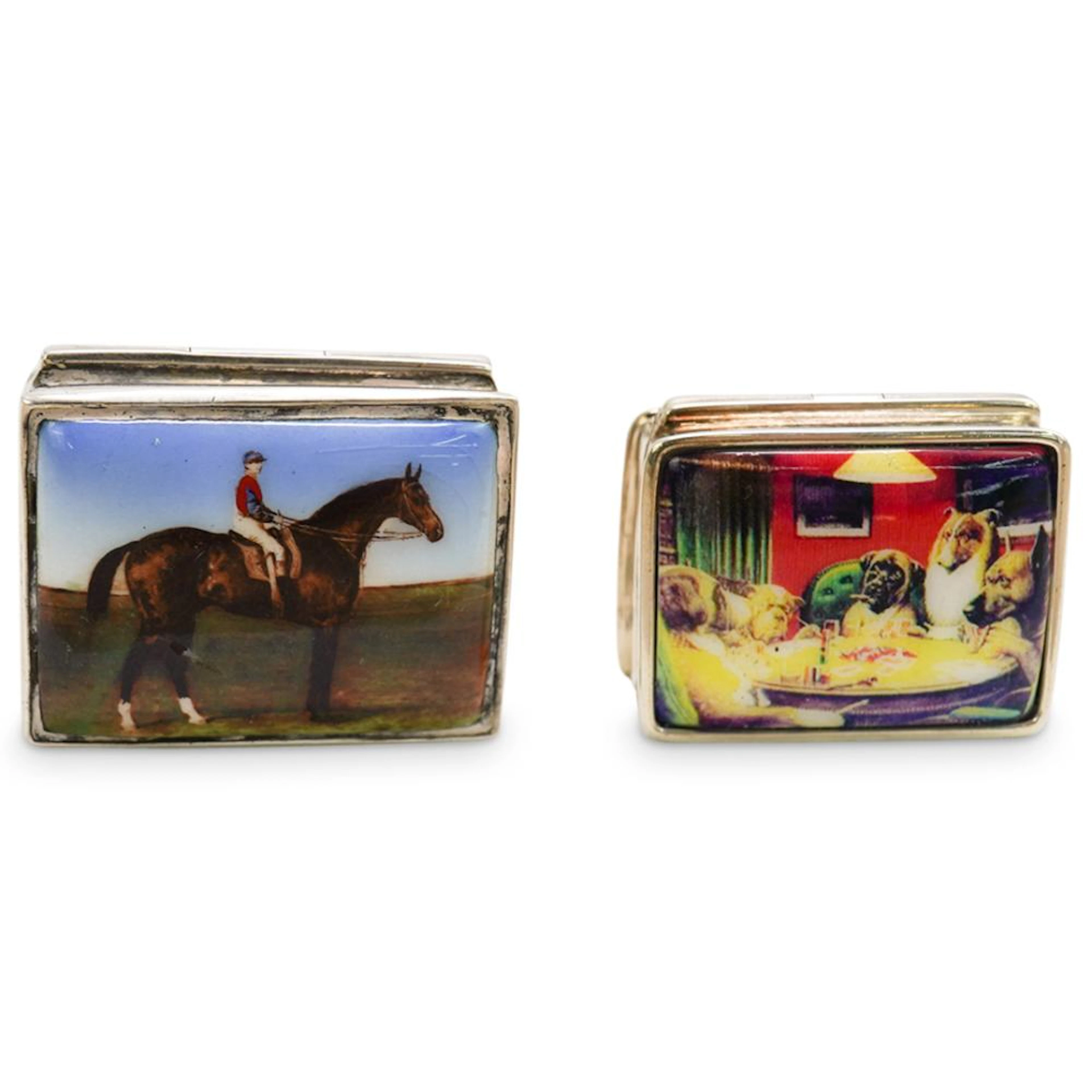 (2 Pc) Pair of Silver Pill Boxes