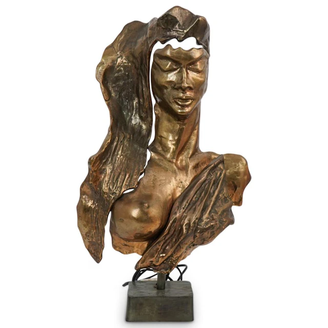 Yves Lohe (b.1947, French) Bronze Figural Lamp