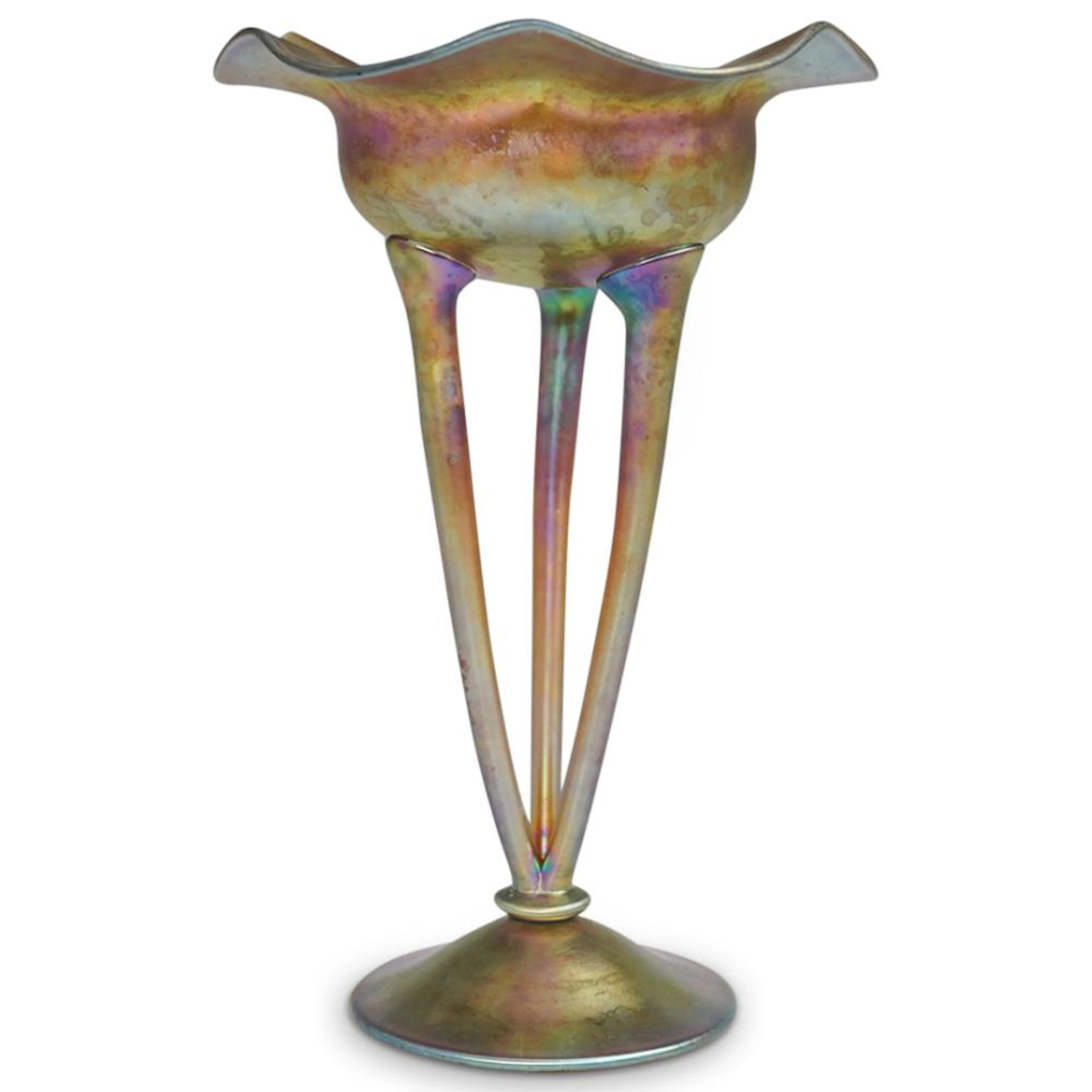 Steuben Gold Aurene Three Stem Comport