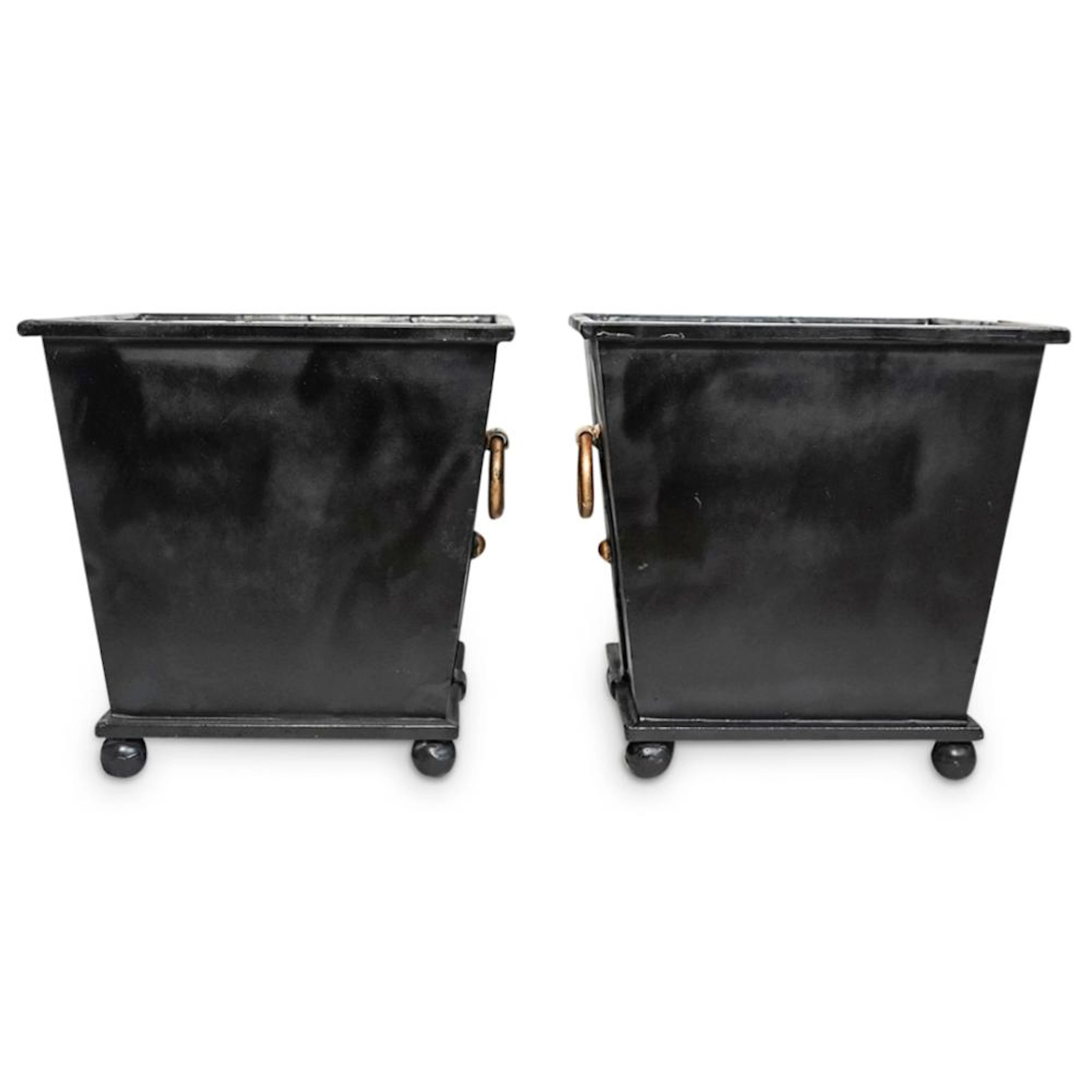 Pair of Square Metal Planters