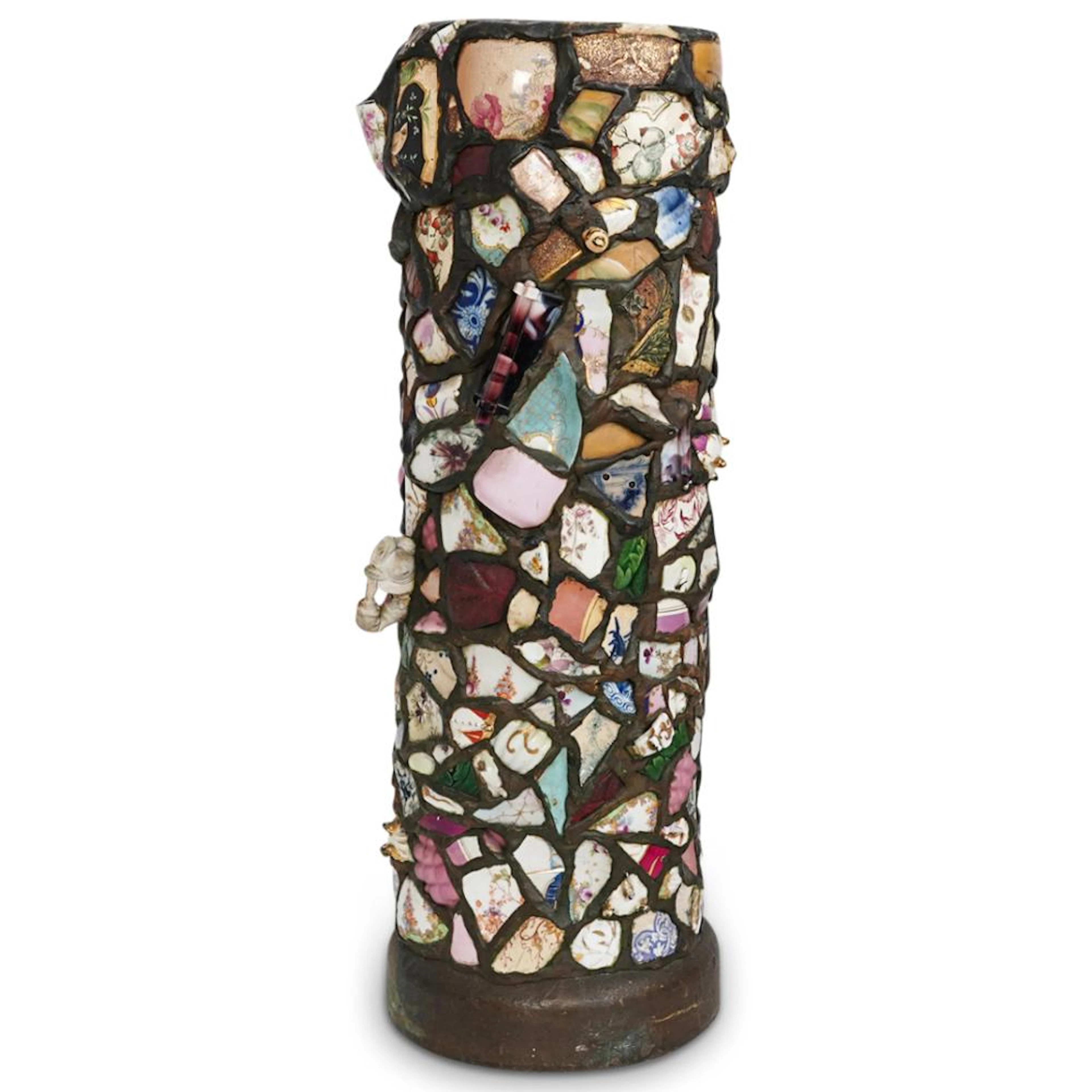 Victorian Folk Art Chinese Mosaic Pedestal