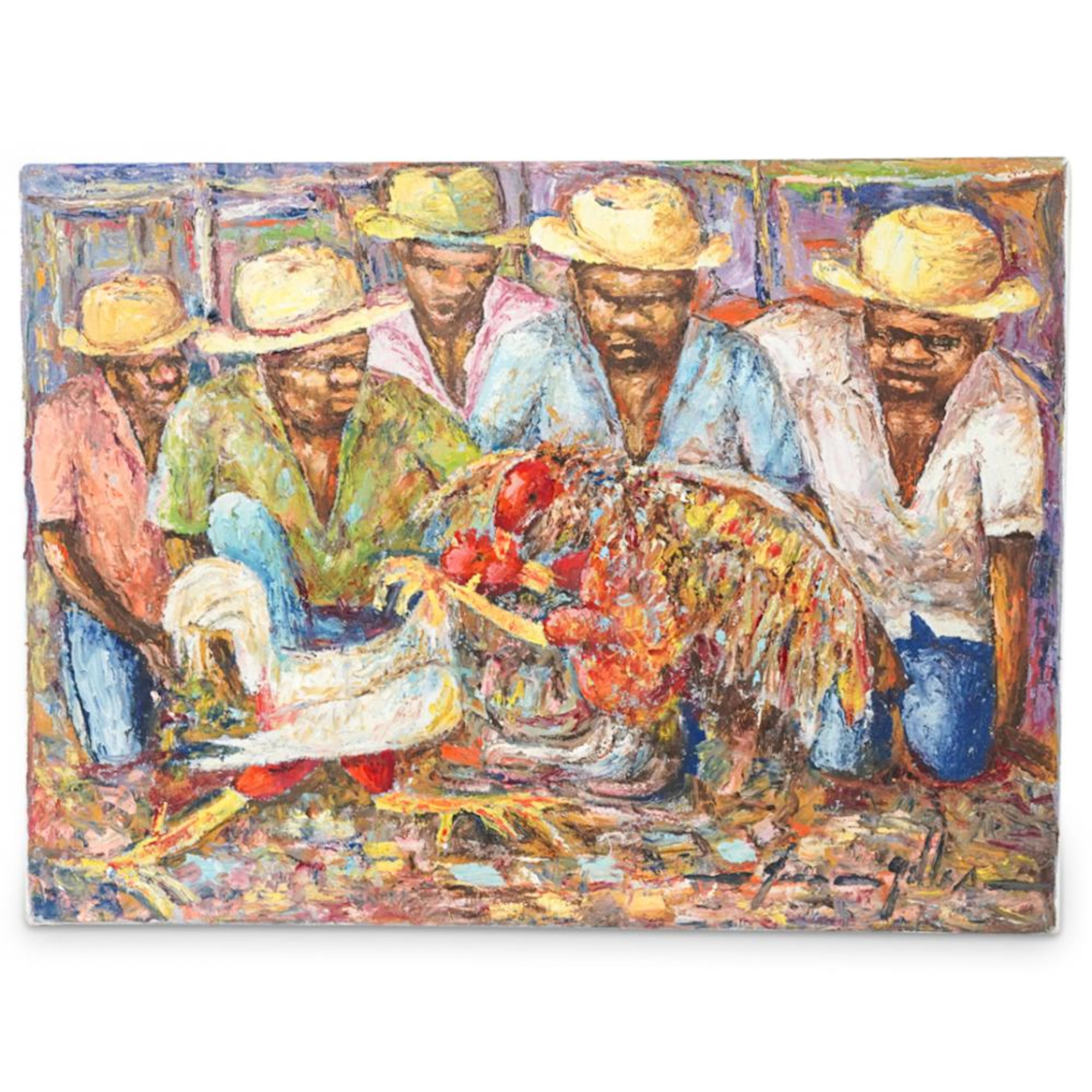 Jean Madsen Gilles (Haitian) Signed Painting On Canvas