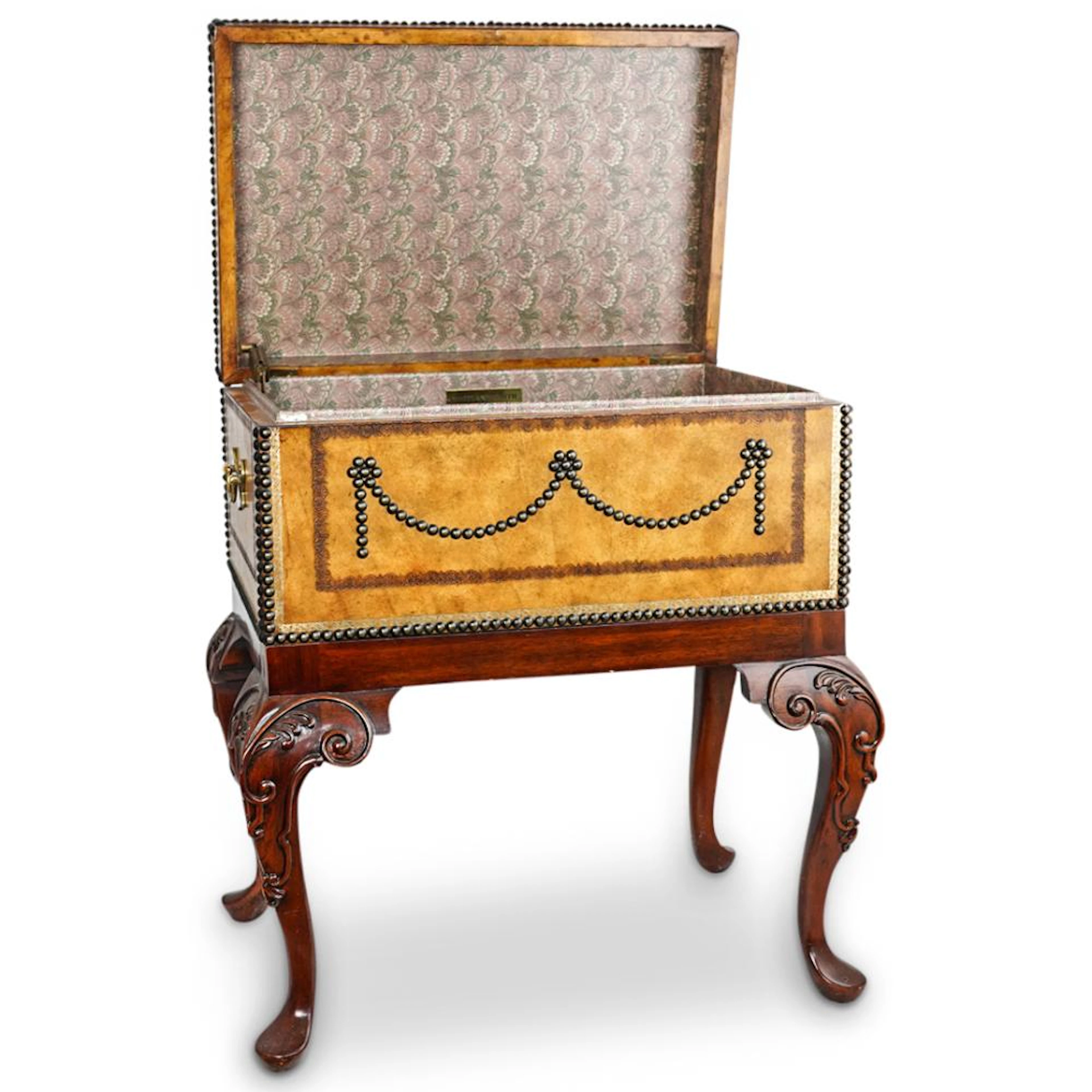 Maitland Smith Leather Trunk on Stand