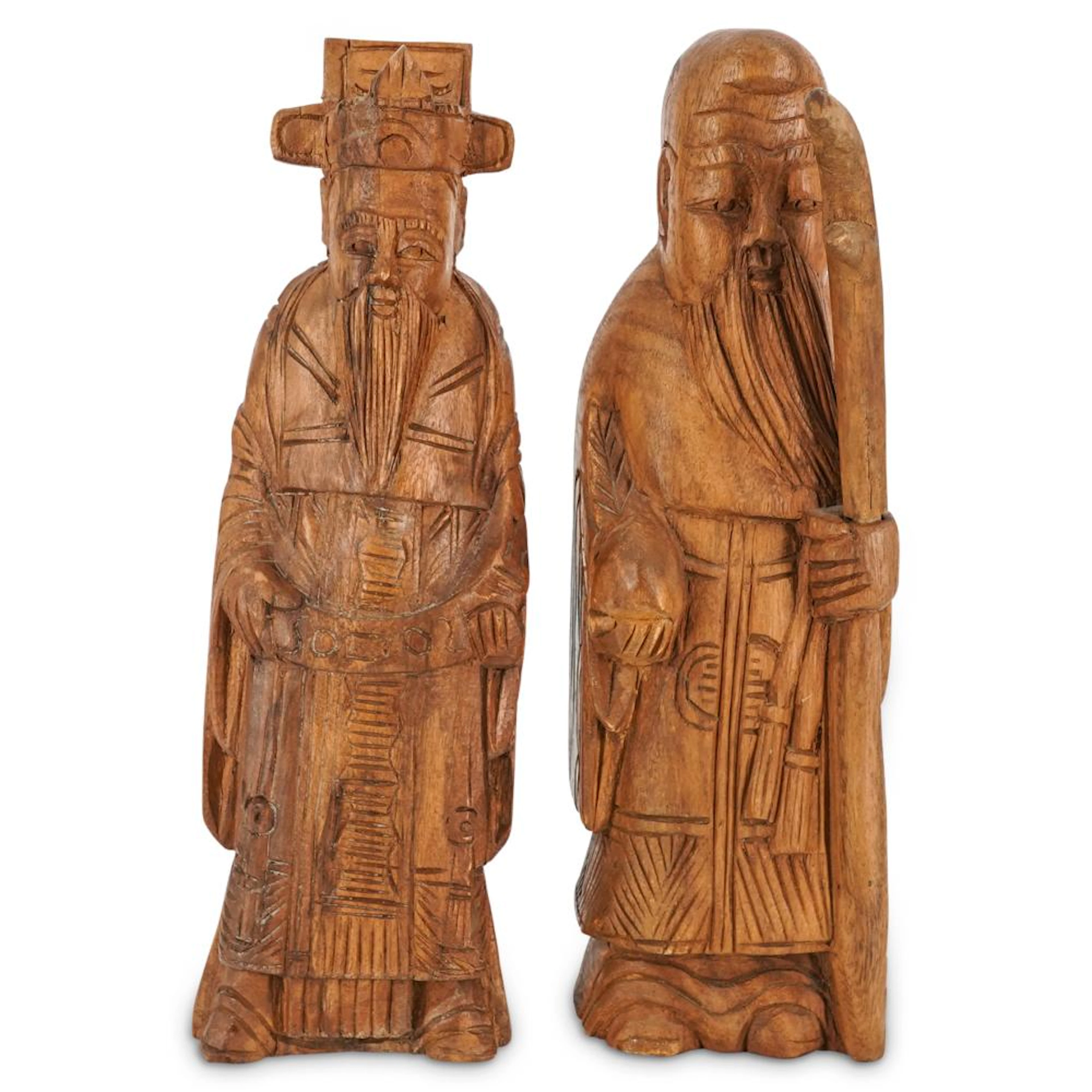 (2 Pc) Chinese Wooden Sculptures