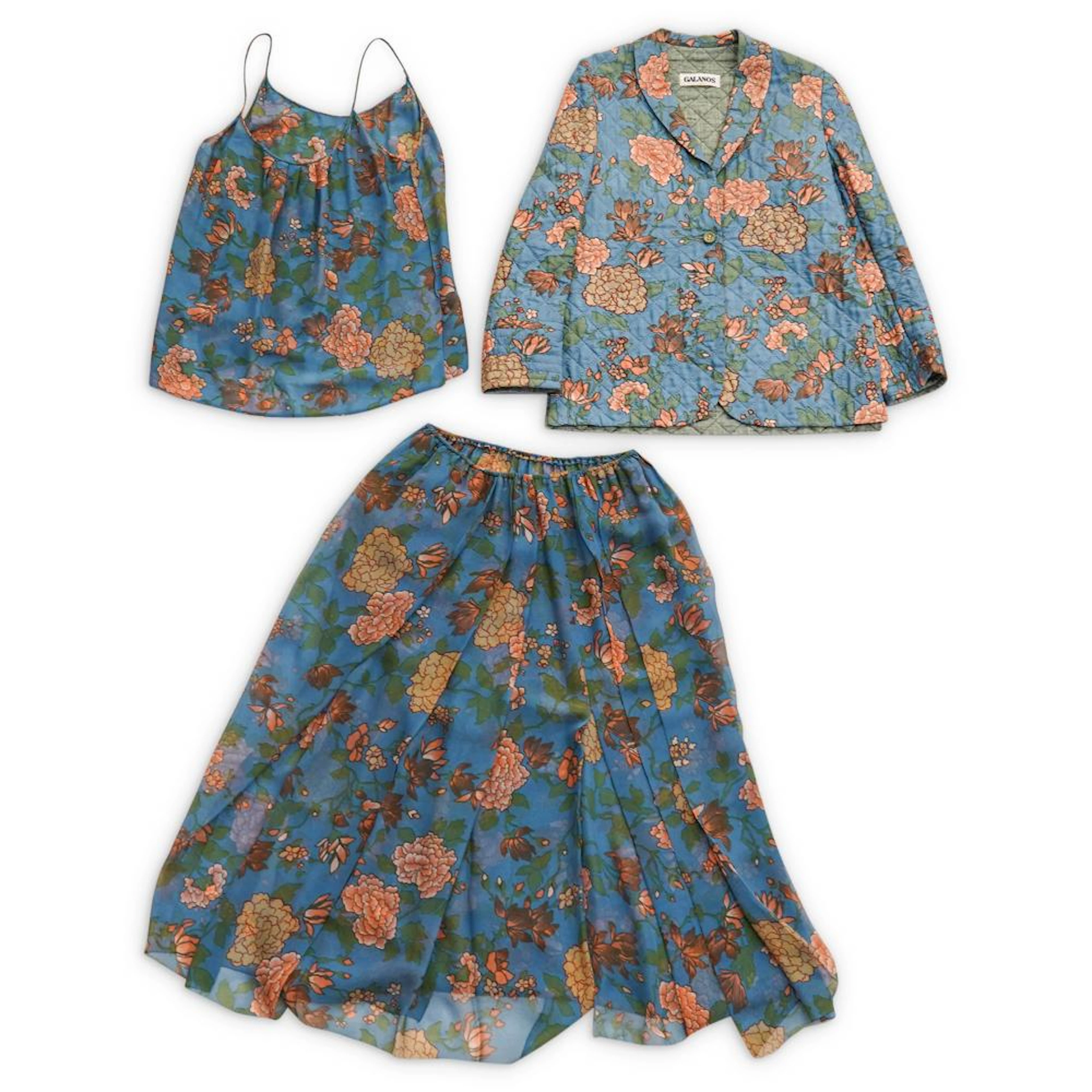(3 Pc) Galanos Ladies Jacket, Blouse & Skirt Set