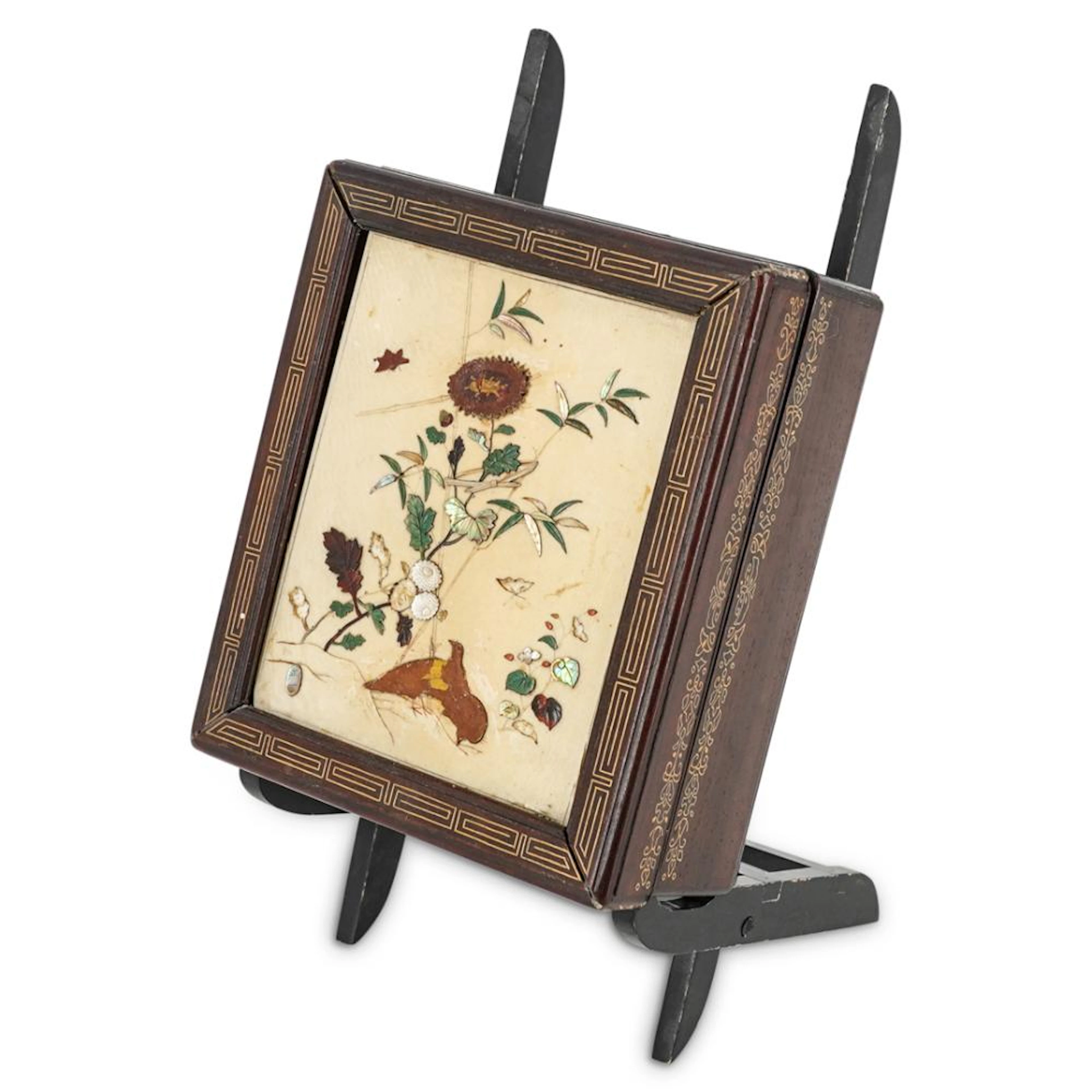 Wooden Treasure Lidded Box w/ Floral Abalone Inlay