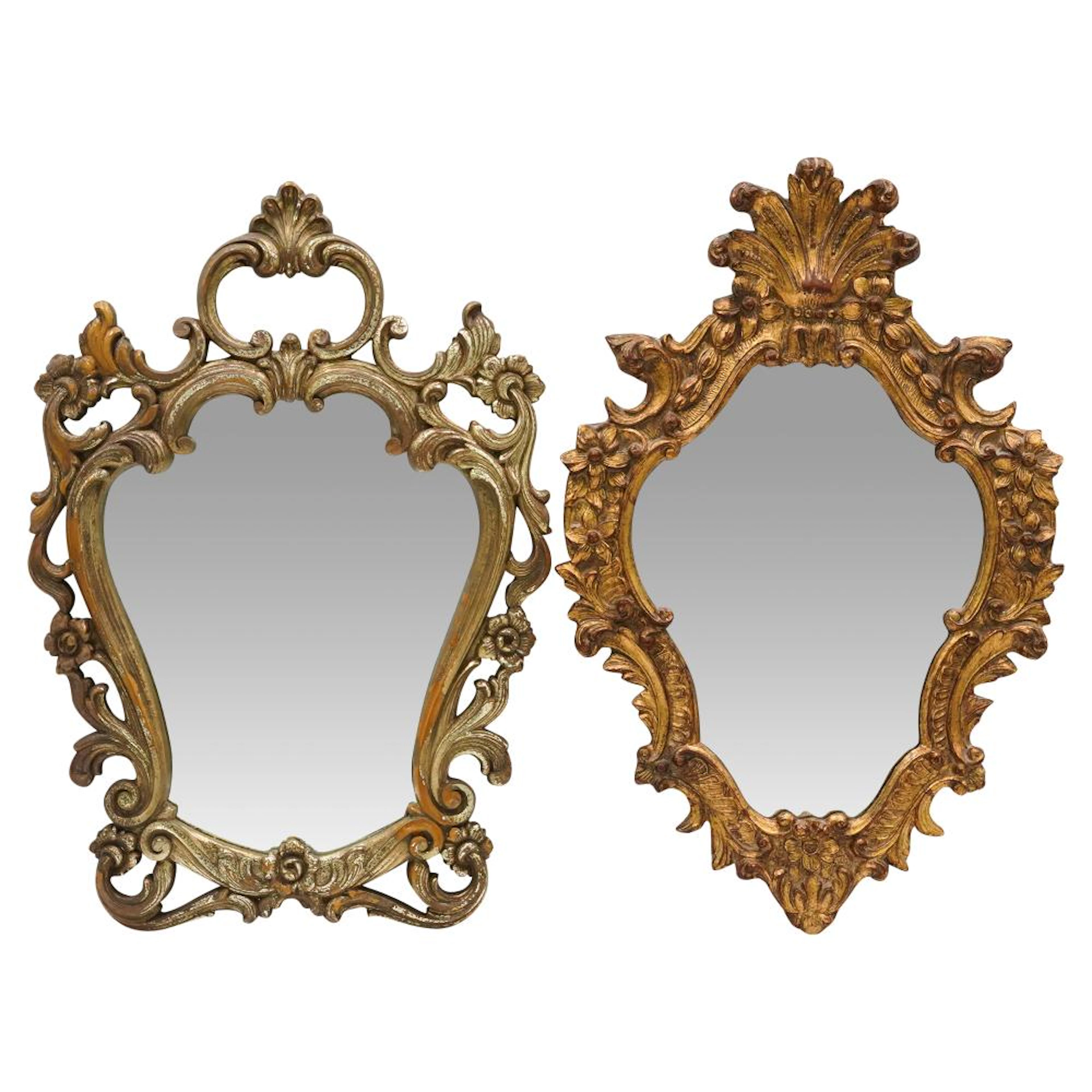 (2 Pc) Wall Mirrors In Wooden Frames