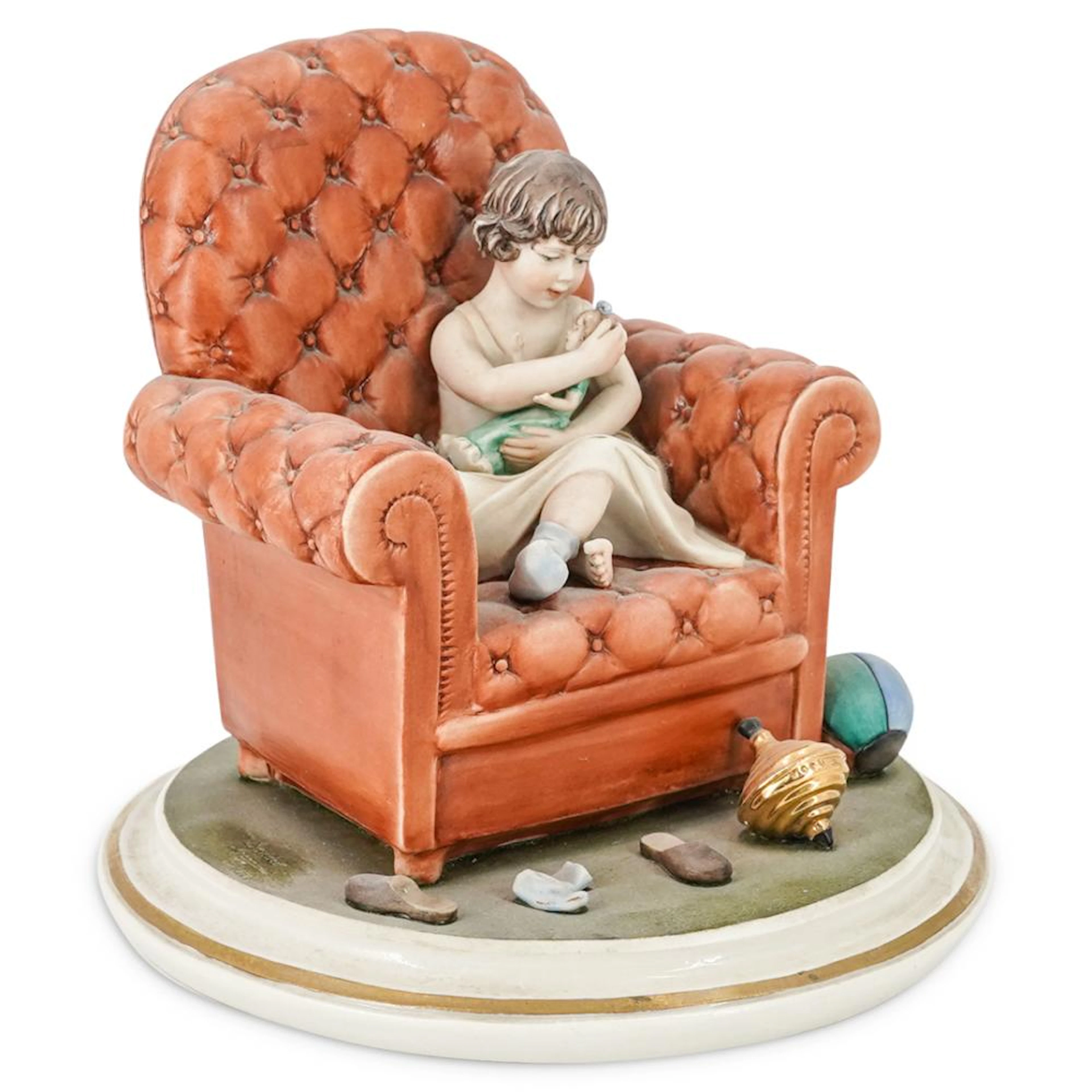 Capodimonte "Girl Playing With Doll" Figurine
