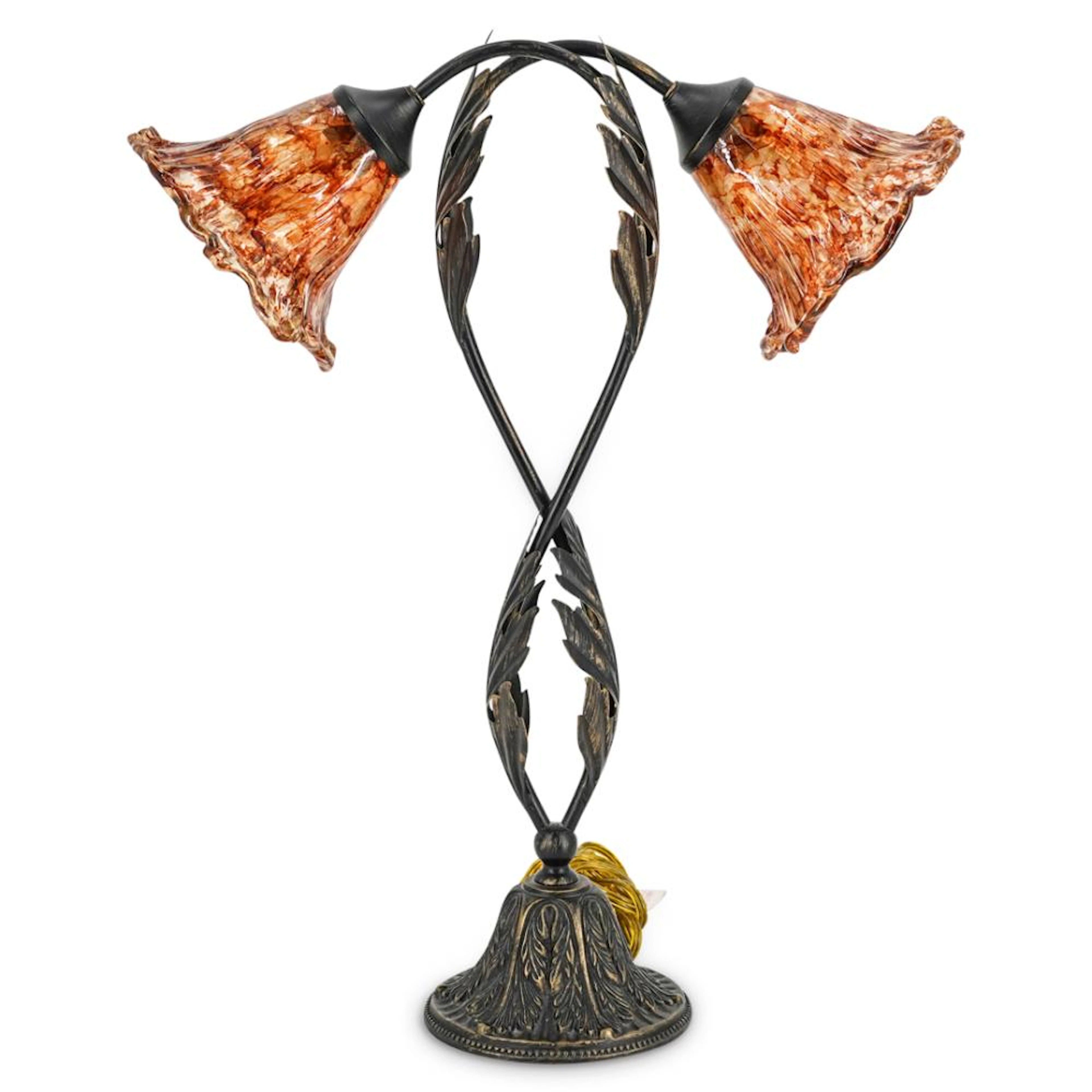 Tortoiseshell Murano Art Glass & Mixed Metal Table Lamp
