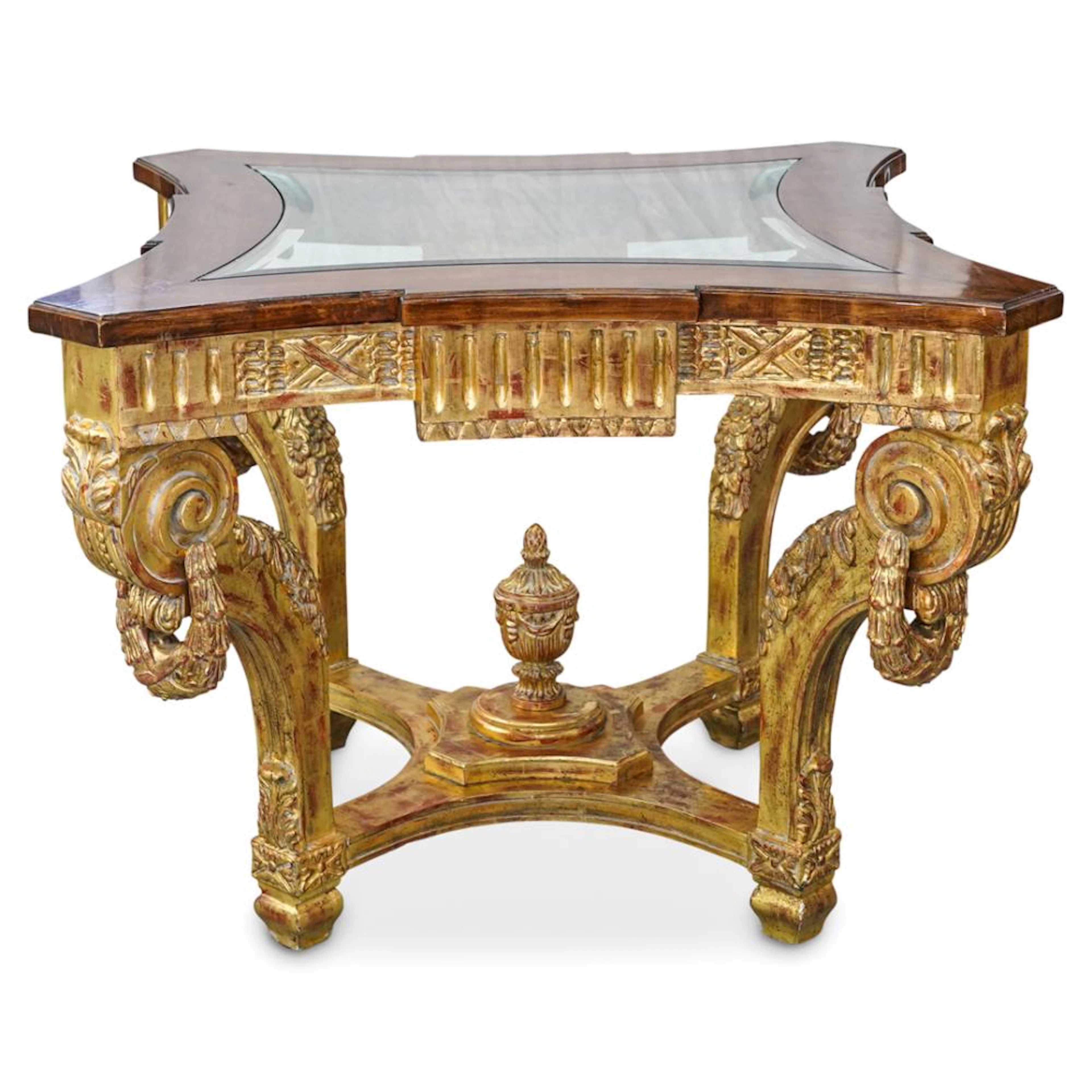 Versace Mansion Ornate Gilt Wood & Glass Table