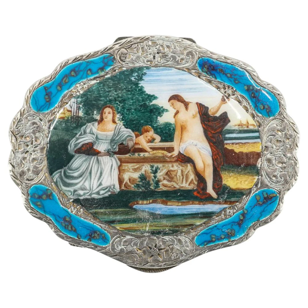 Antique 800 Silver "Sacred Profane Love" Compact Case
