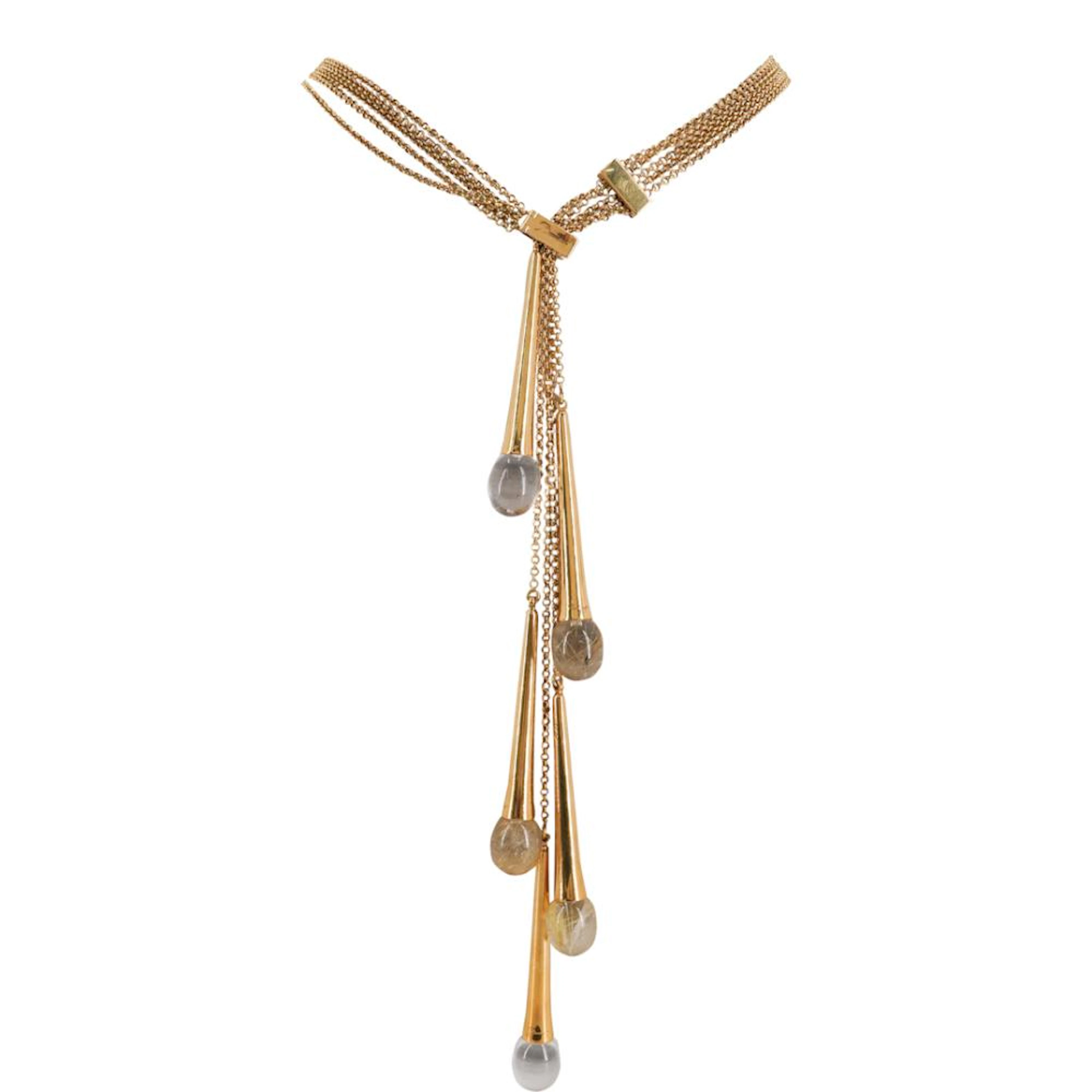 Baccarat 18k Gold and Glass Pendant Necklace