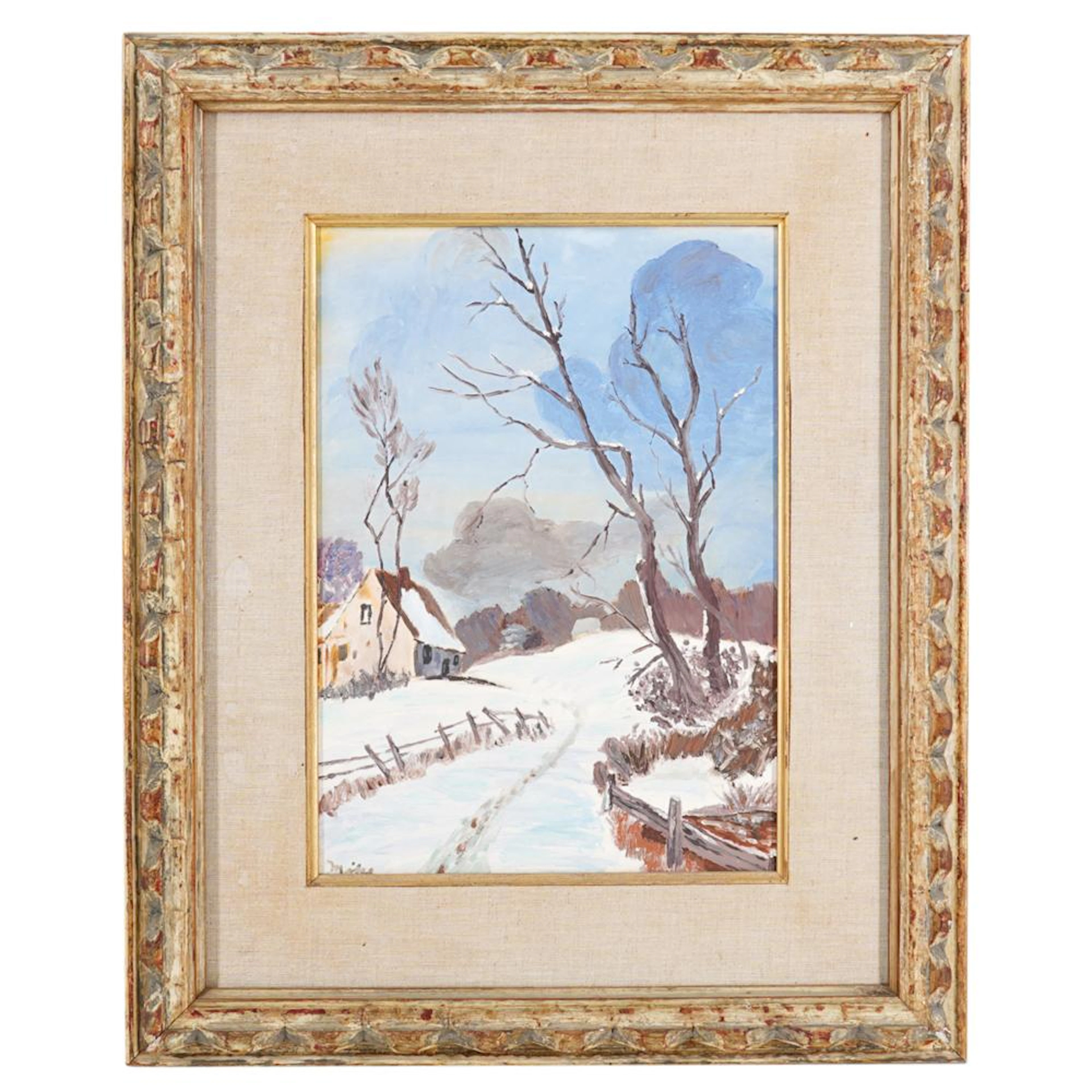 Winter Prairie Scene Oil On Board