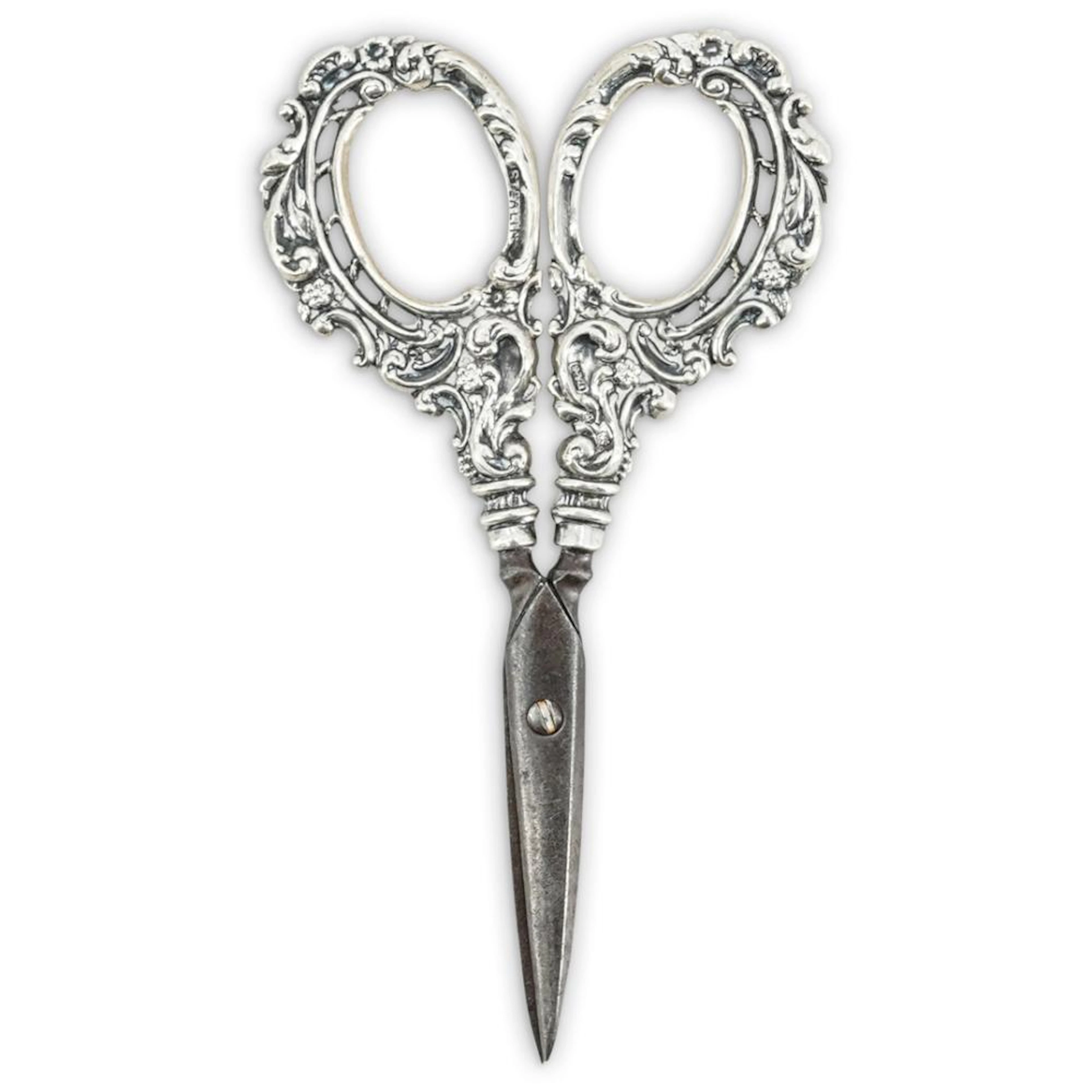 Antique L&S Sterling Silver Handle Small Scissors