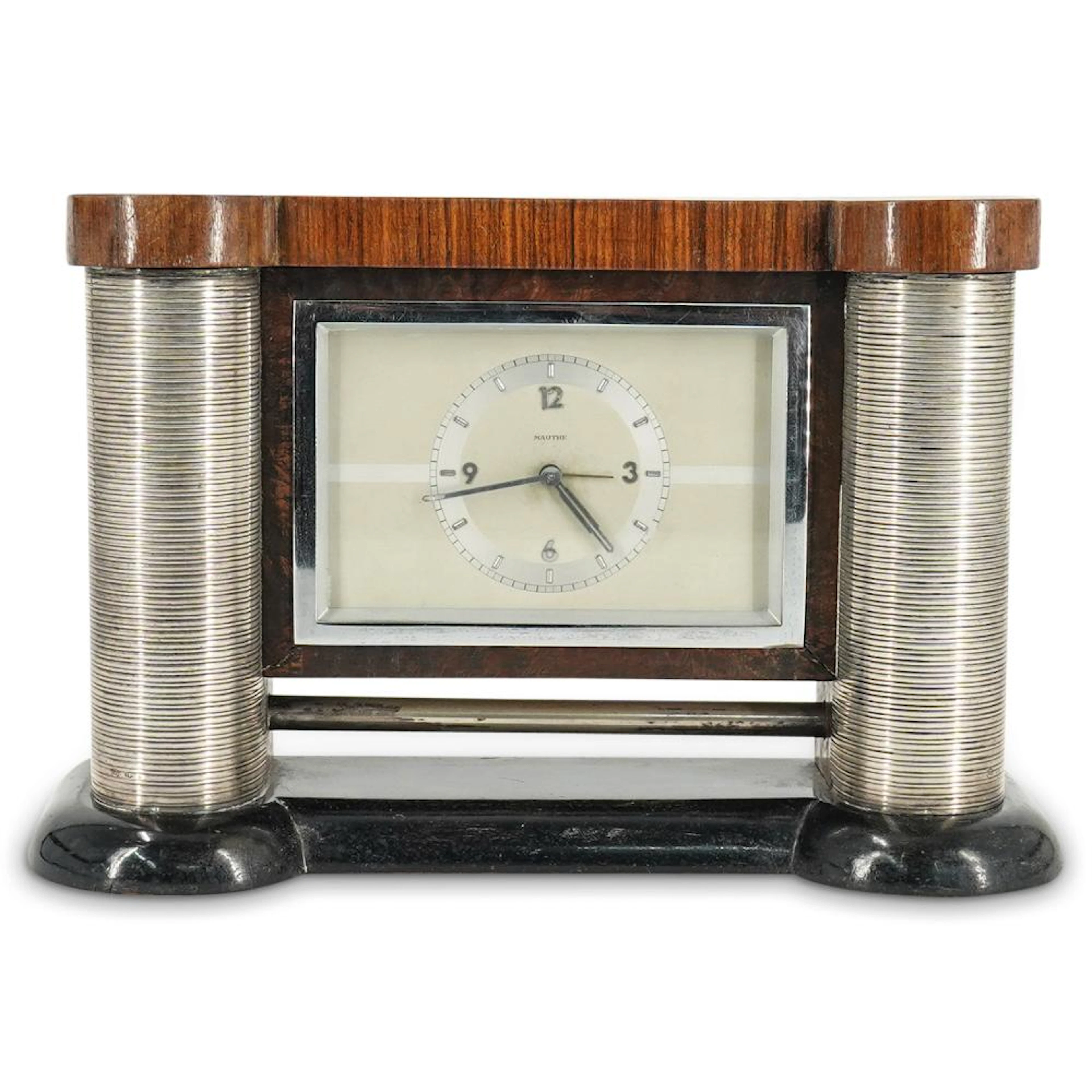Art Deco 800 Silver Mauthe Mantel Clock
