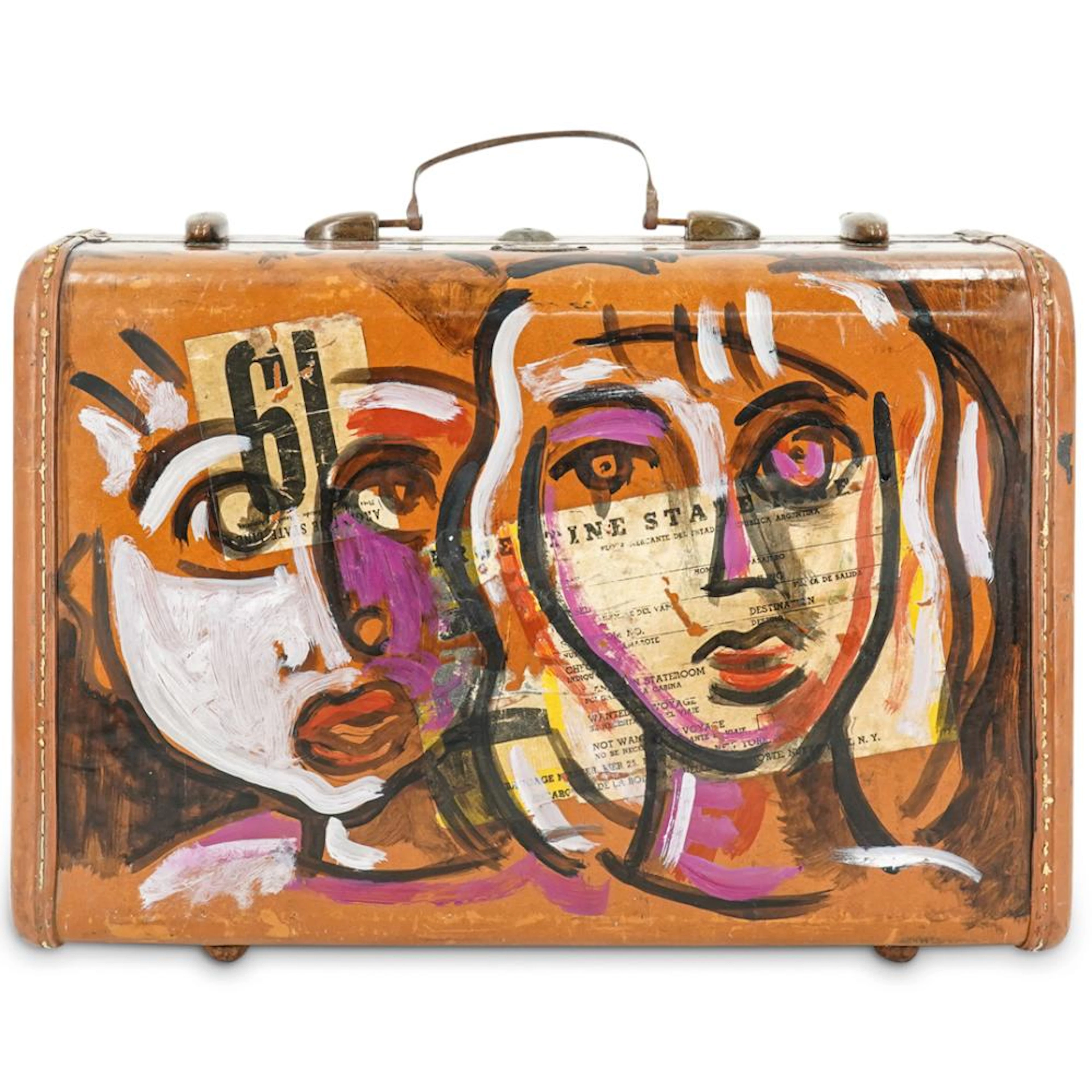 Peter Keil (Germany, 1942) Brown Hand Painted Suitcase