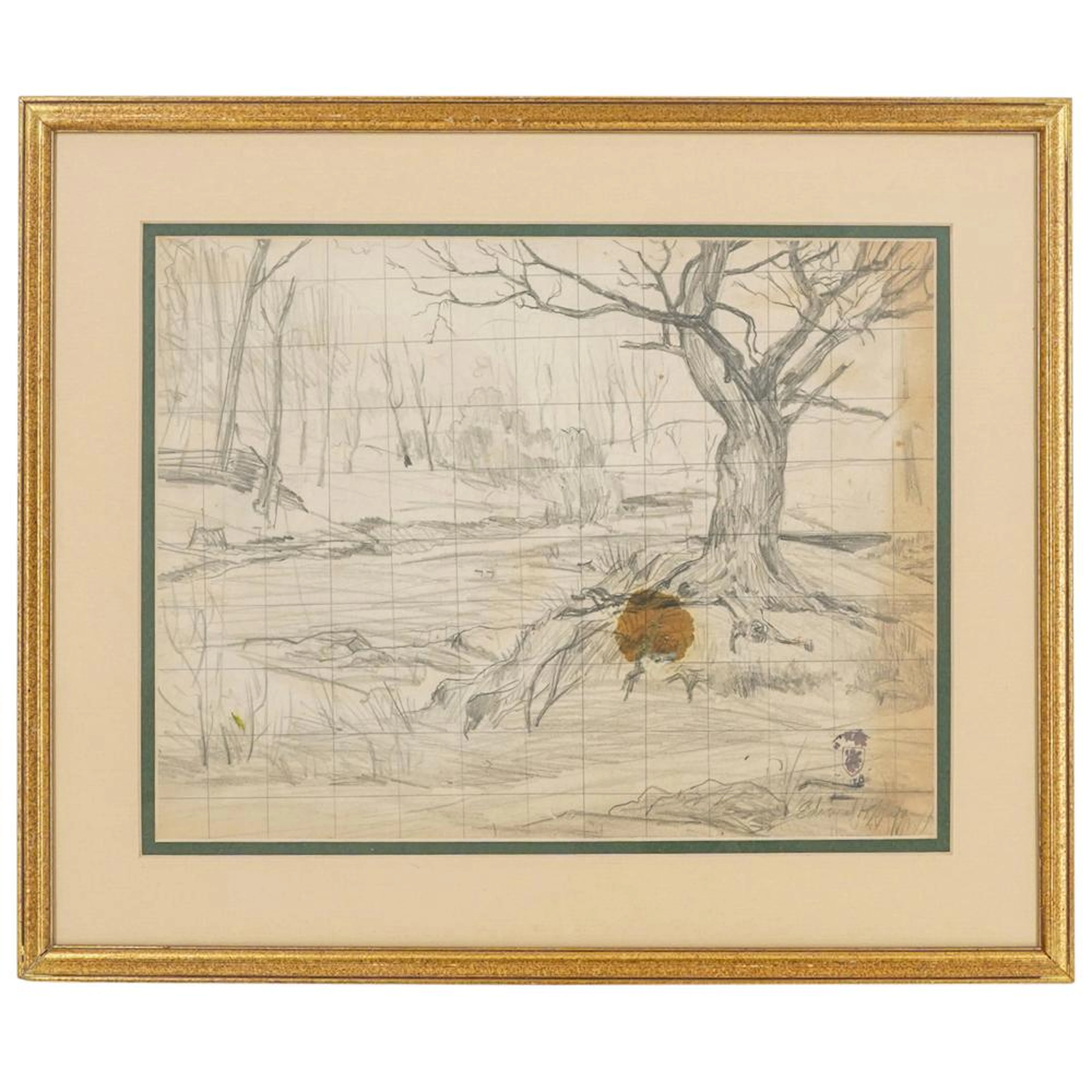 After Edward Hopper Landscape Forest Sketch on Paper