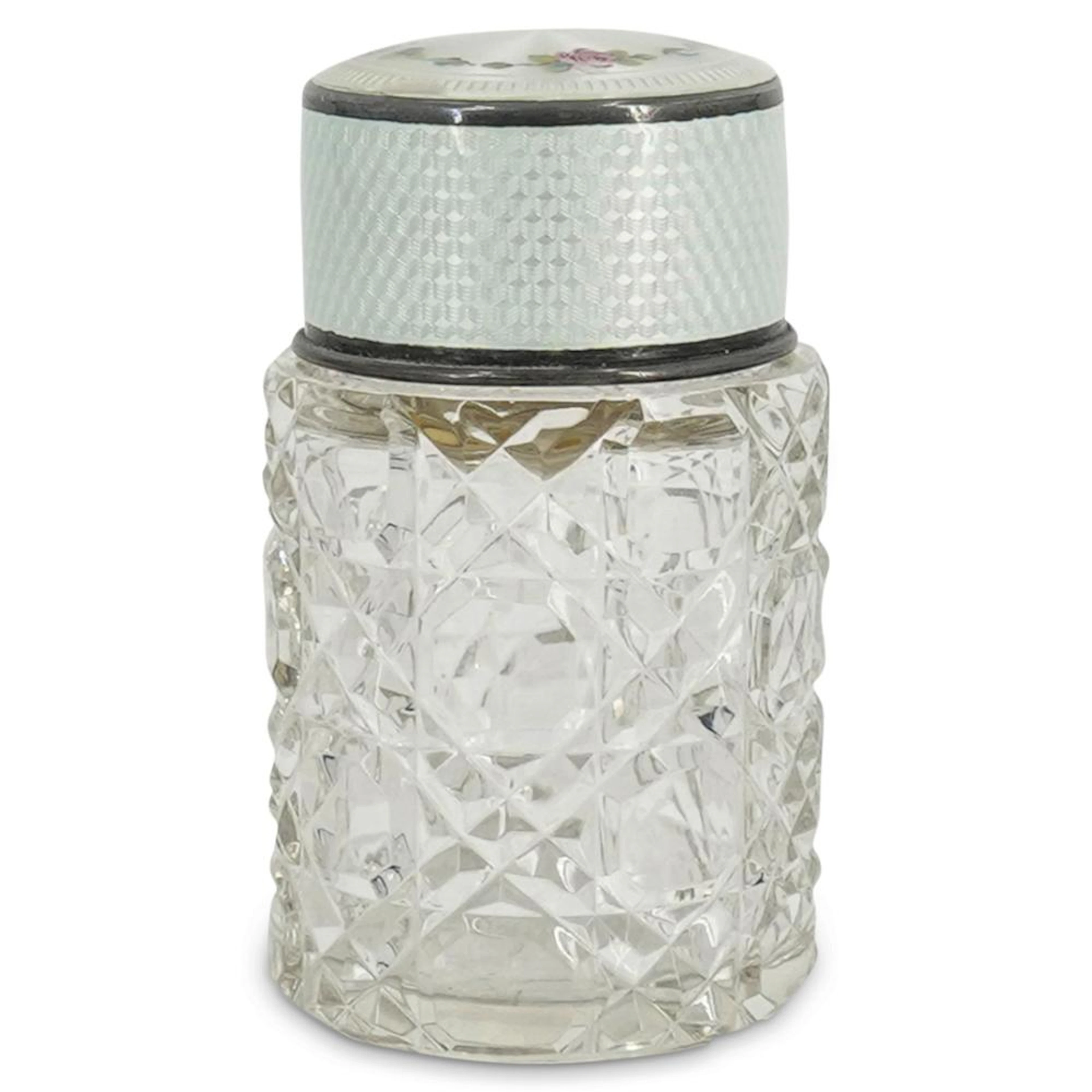 Sterling Silver Crystal & Guilloche Jar