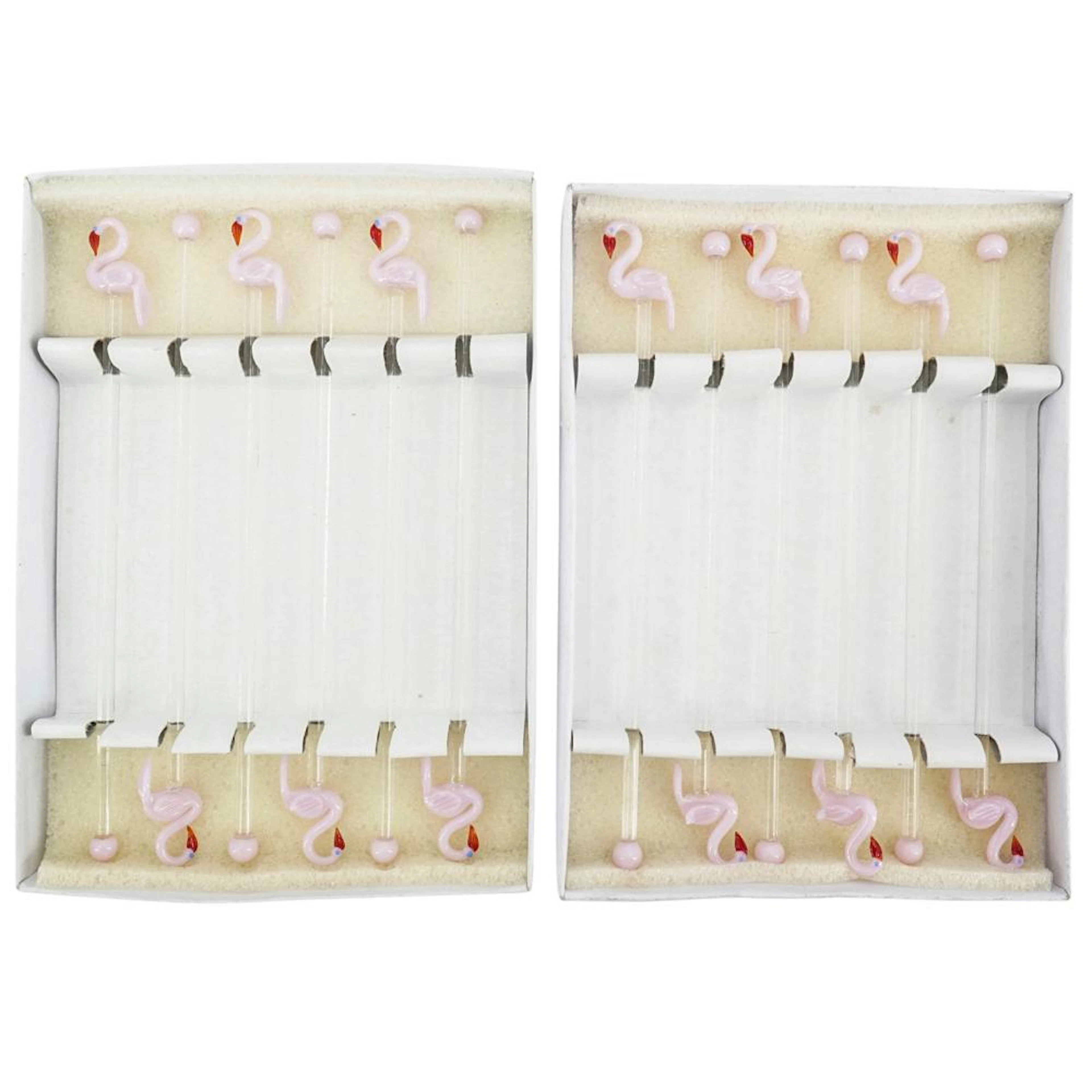 (12Pc) Flamingo Murano Glass Stirrers