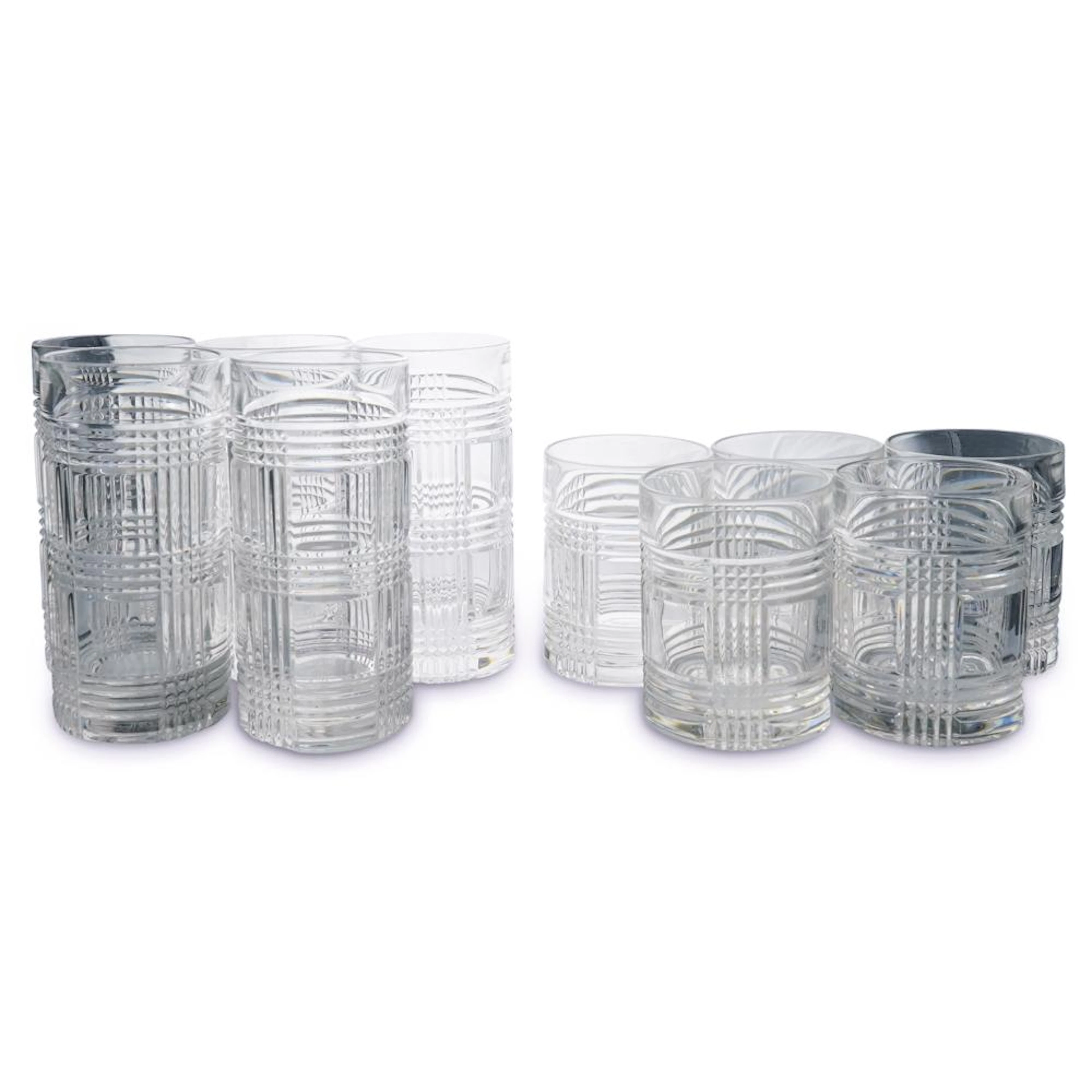 (10Pc) Ralph Lauren "Glen Plaid" Crystal Glass Set