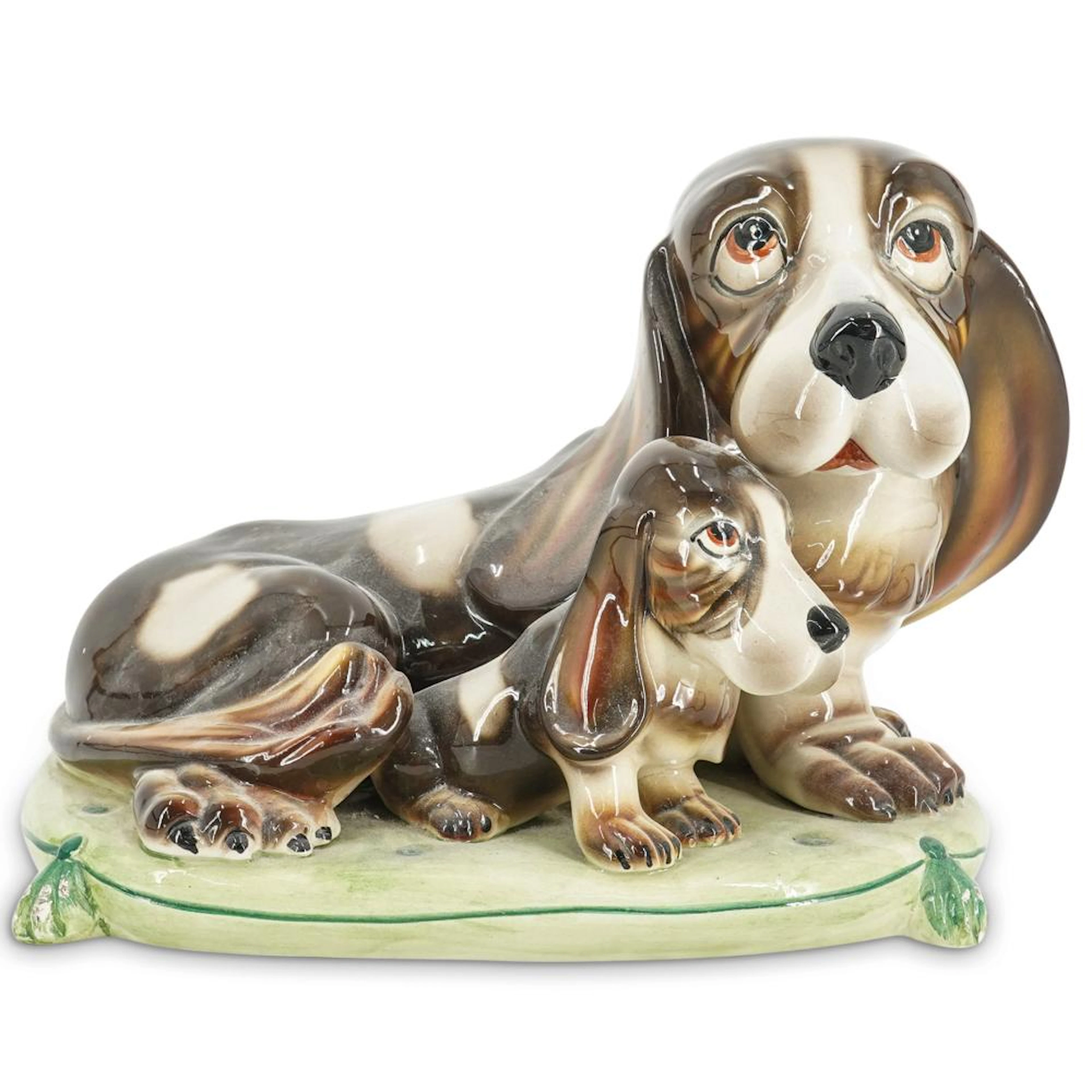 Large Italian Basset Hound Dog Glazed Porcelai