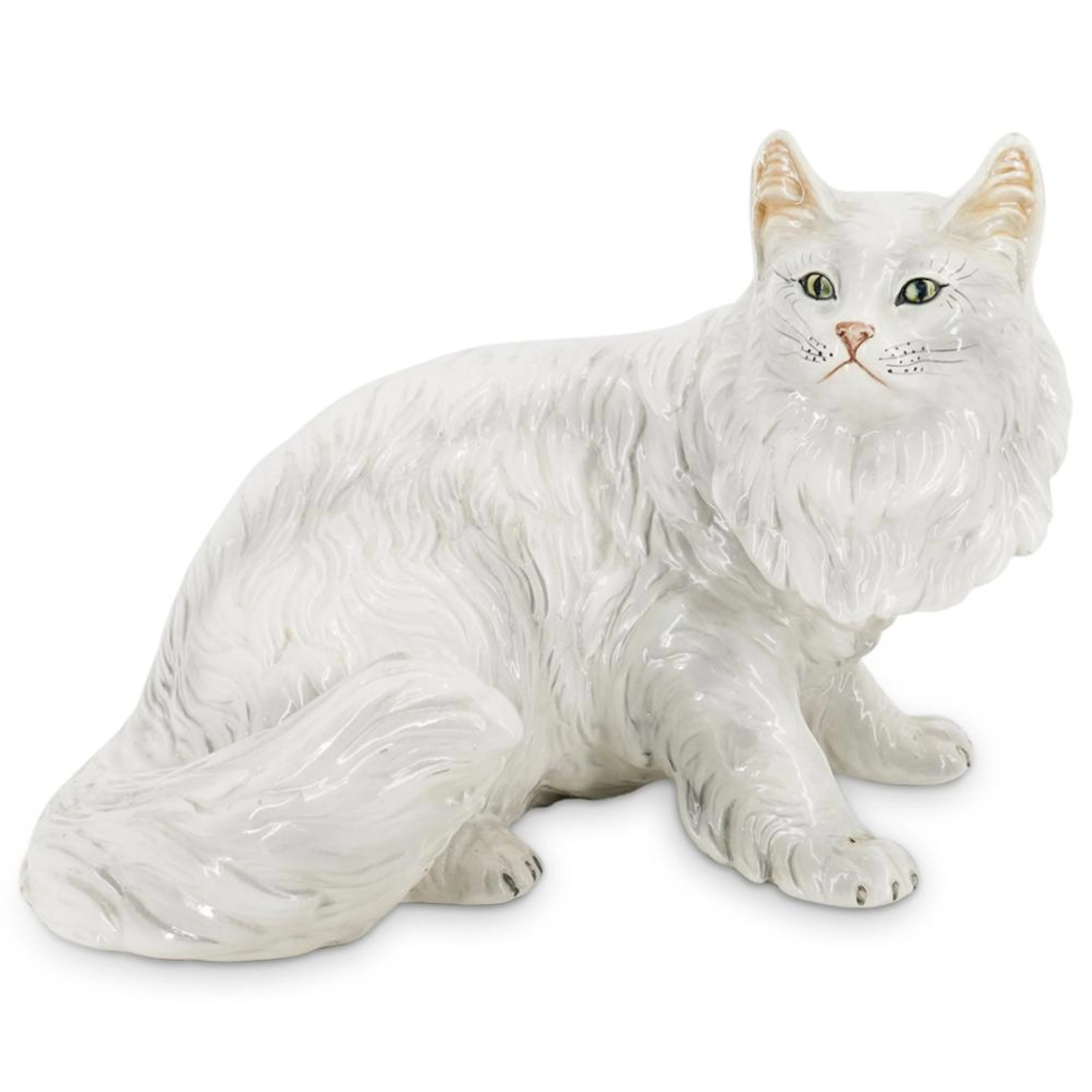 Vintage Italian Majolica Pottery Cat Sculpture