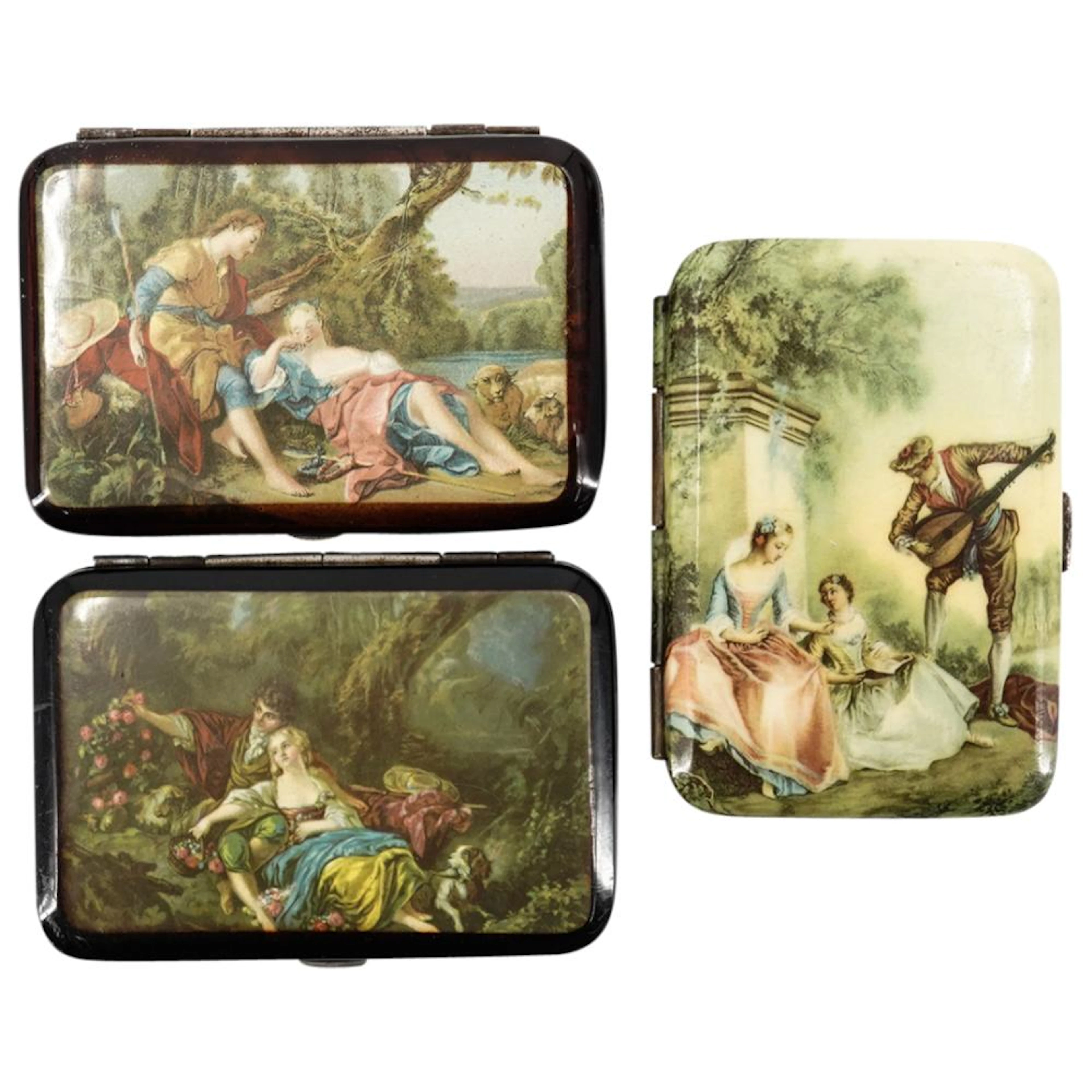 (3 Pc) Vintage Cigarette Metal Cases Set