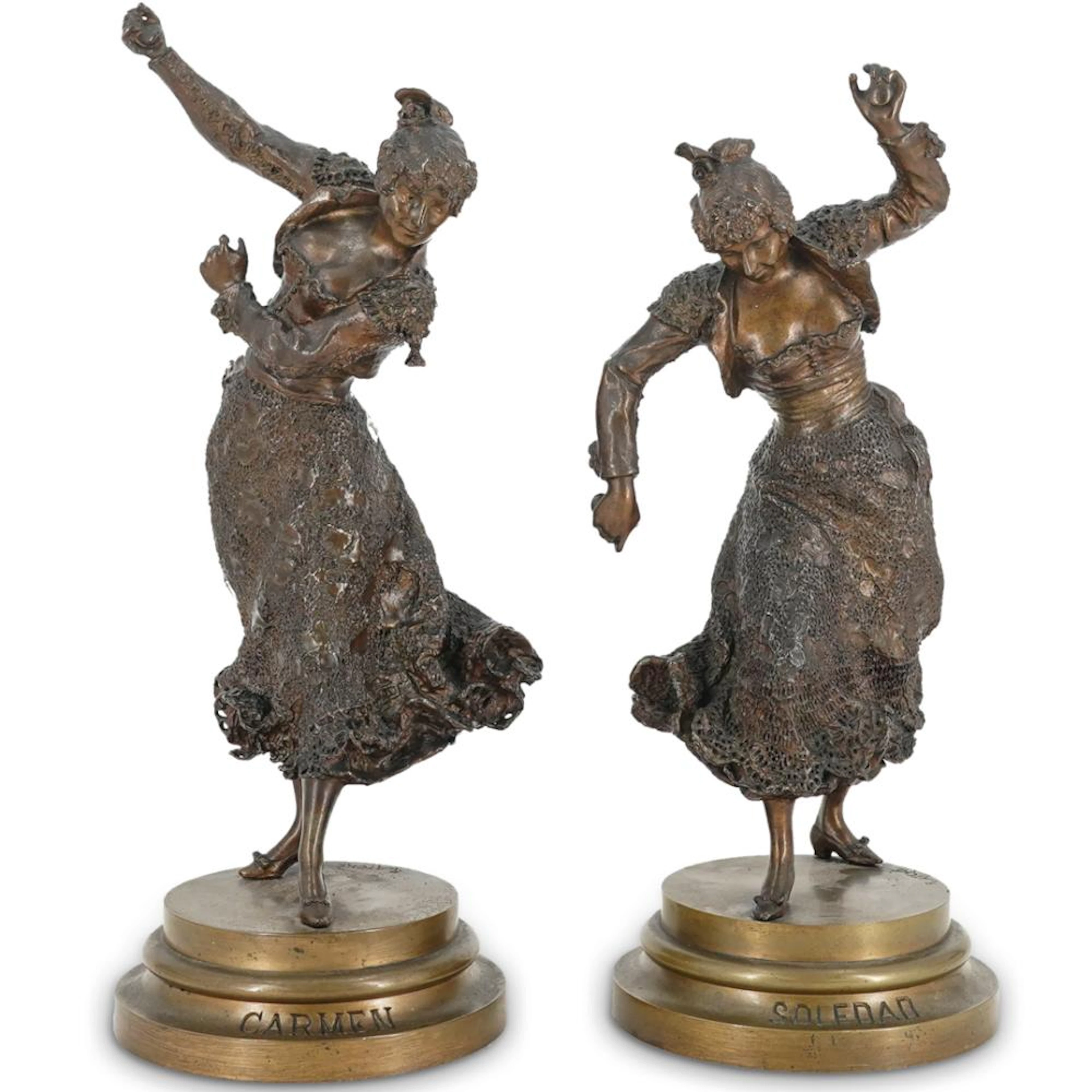 Pair Rafael Atche Y Fane (1854-1923) Bronze Dancer Sculptures