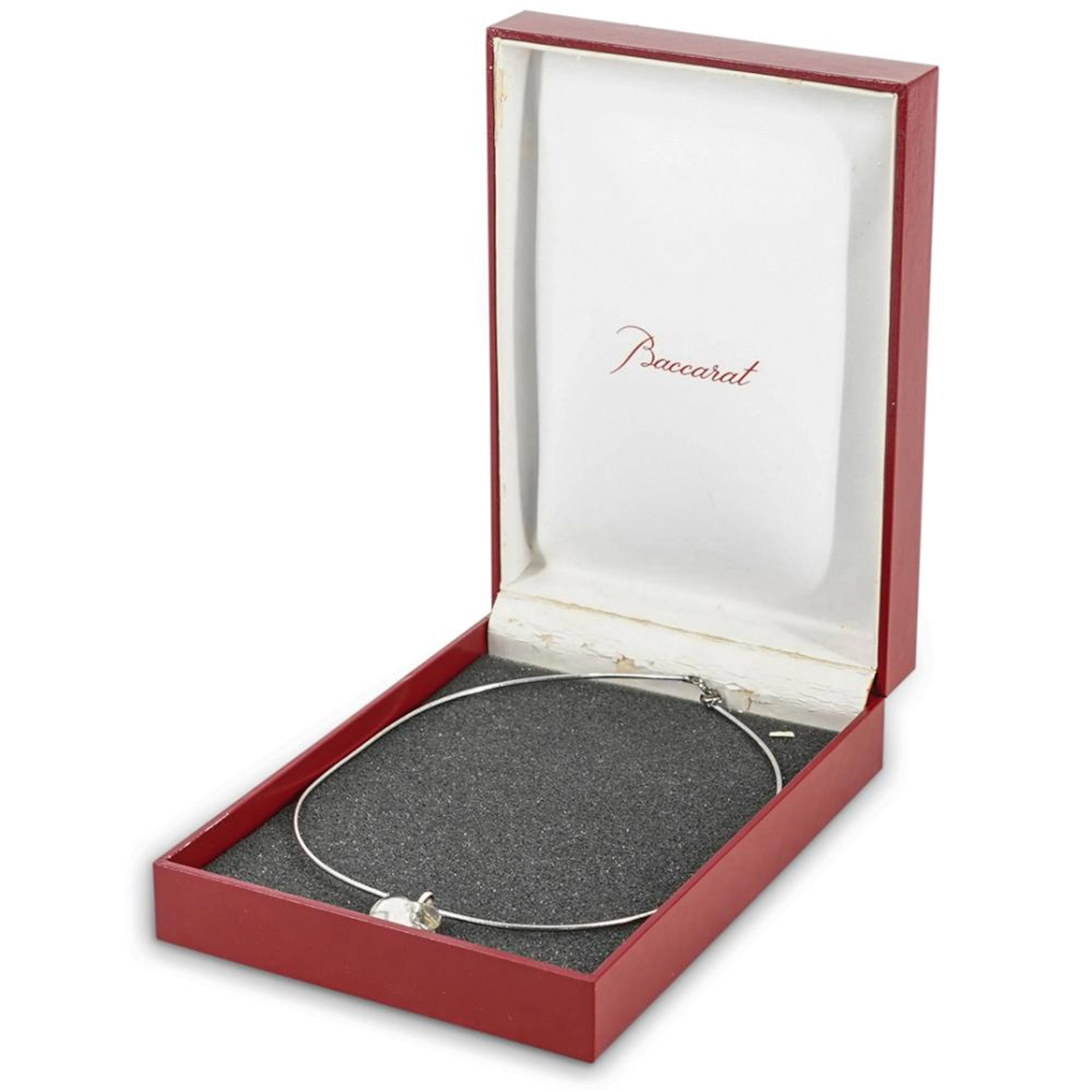 Baccarat Sterling Silver Necklace & Heart Shaped Crystal