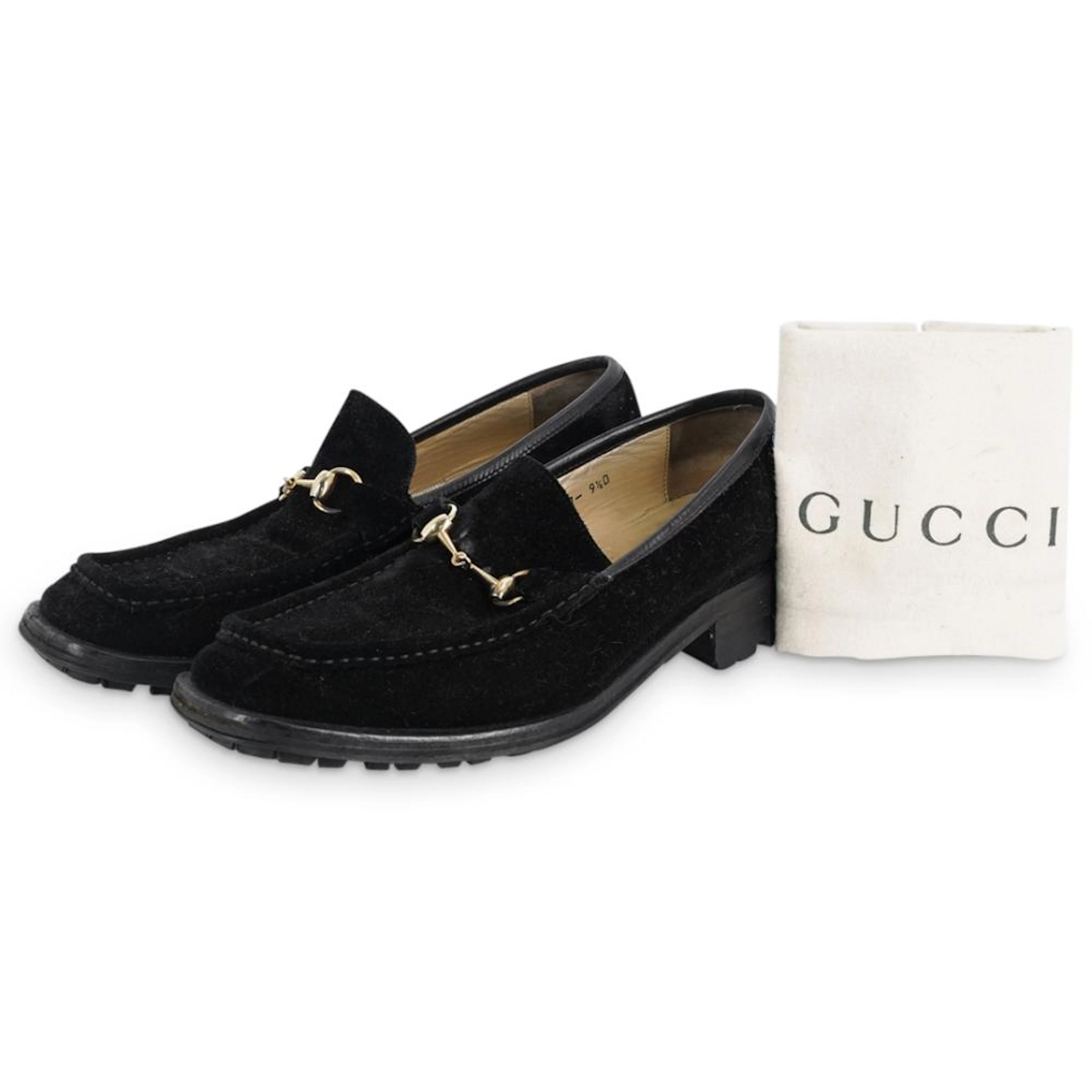 Pair of Vintage Gucci Suede Horsebit Loafers