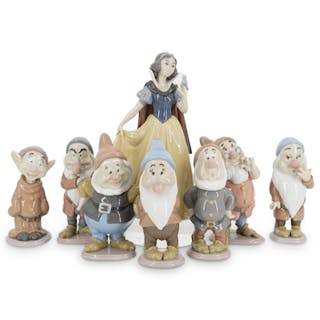 (8 Pc) Disney Lladro "Snow White & The Seven Dwarfs" Set