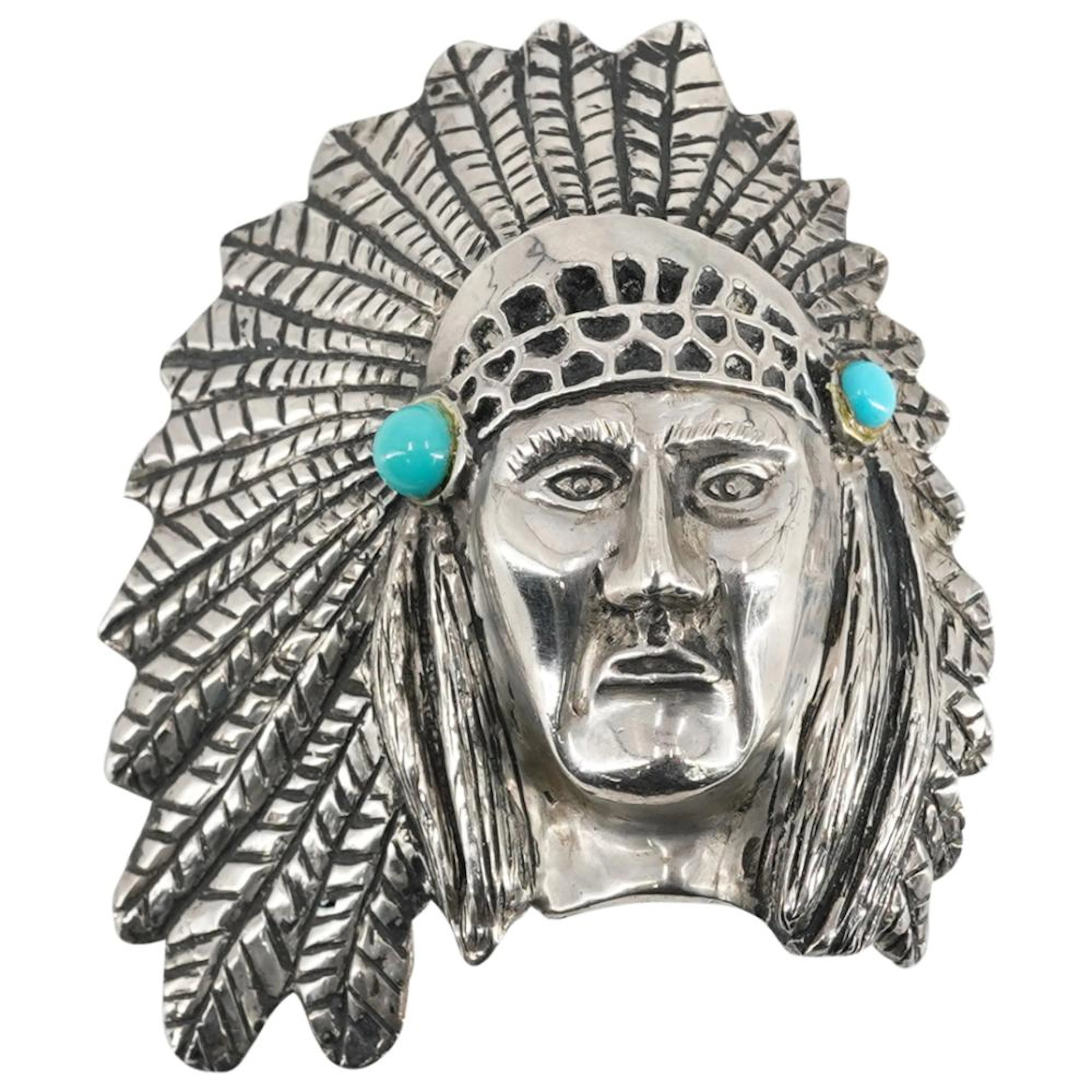 Skeeter King Sterling Silver Indian Belt Buckle