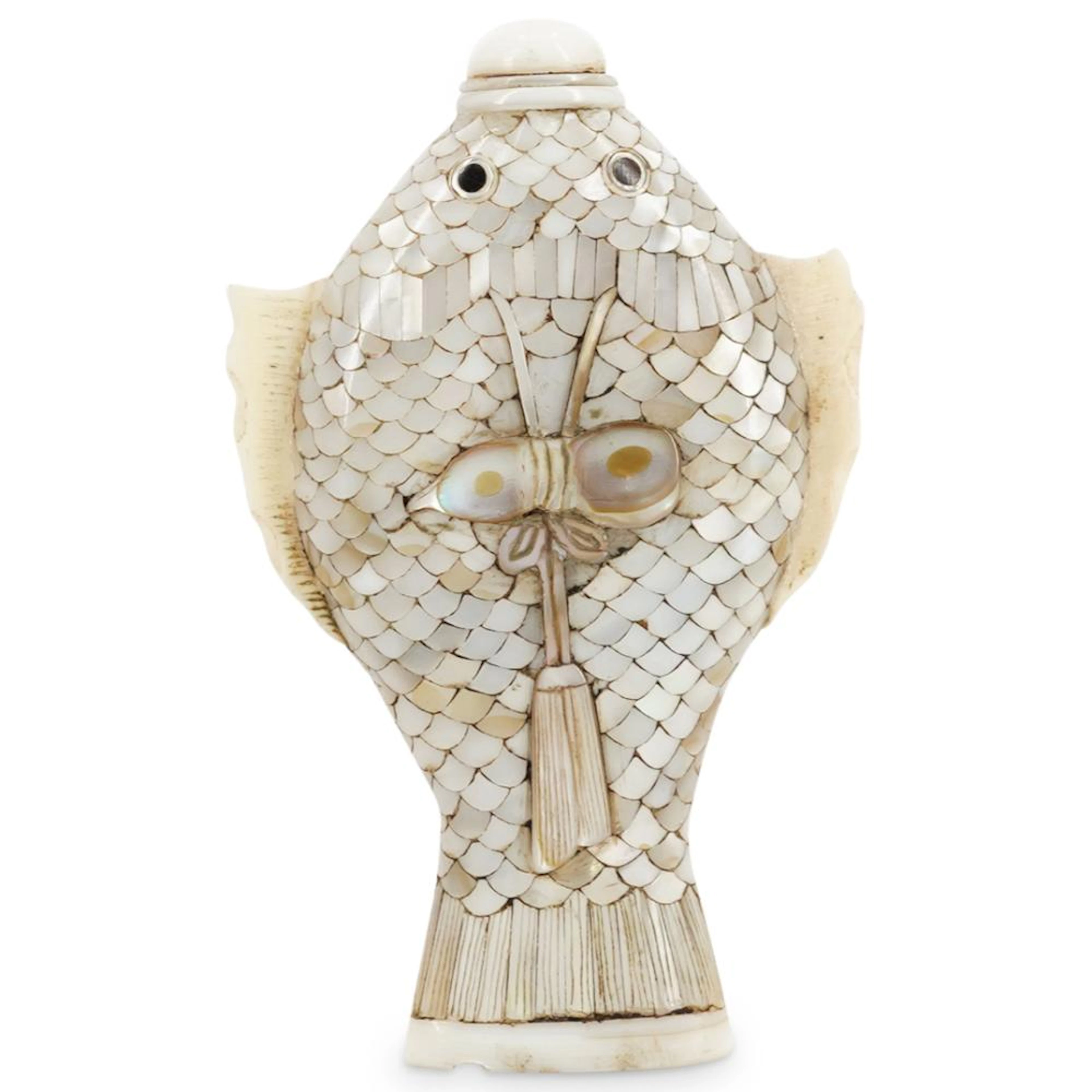 Antique Mother of Pearl Fish Form Snuff Bottle