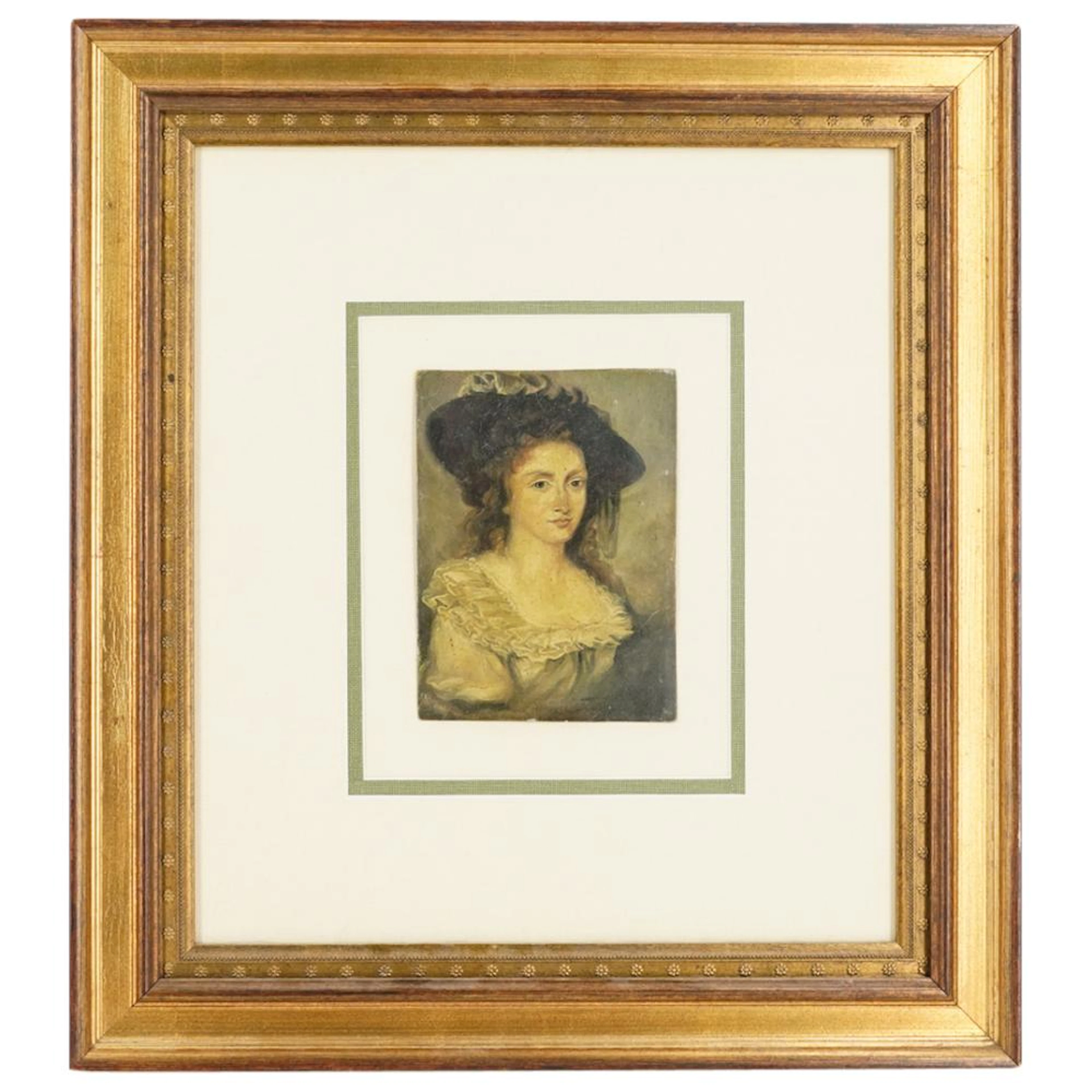 Antique After Angelika Kauffmann Self Portrait Oil Painting on Metal Panel
