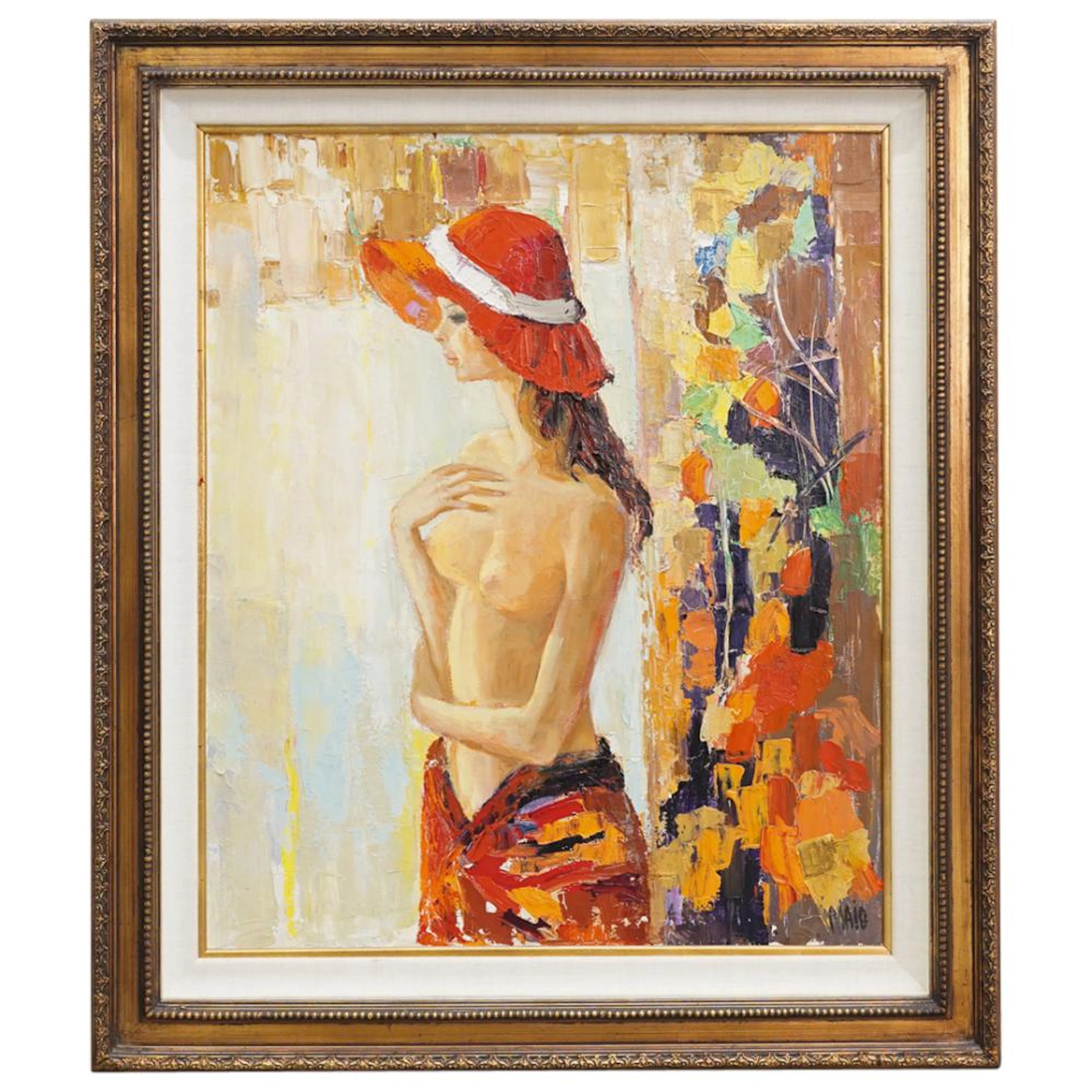 Jean Maio (American, 1924-1987) Nude Harlequin Oil on Canvas