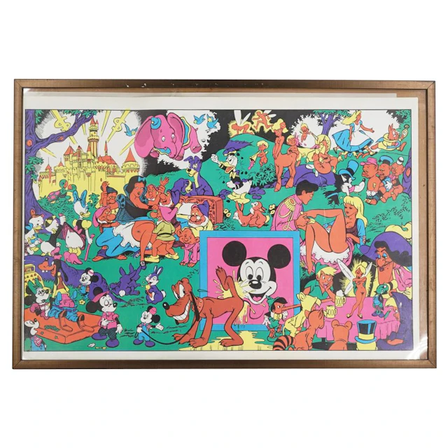Vintage Wally Wood "Dirty Disney Orgy" Blacklight Poster