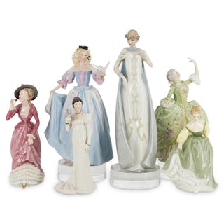 (6 Pc) Doulton And Franklin Porcelain Lady Figurines