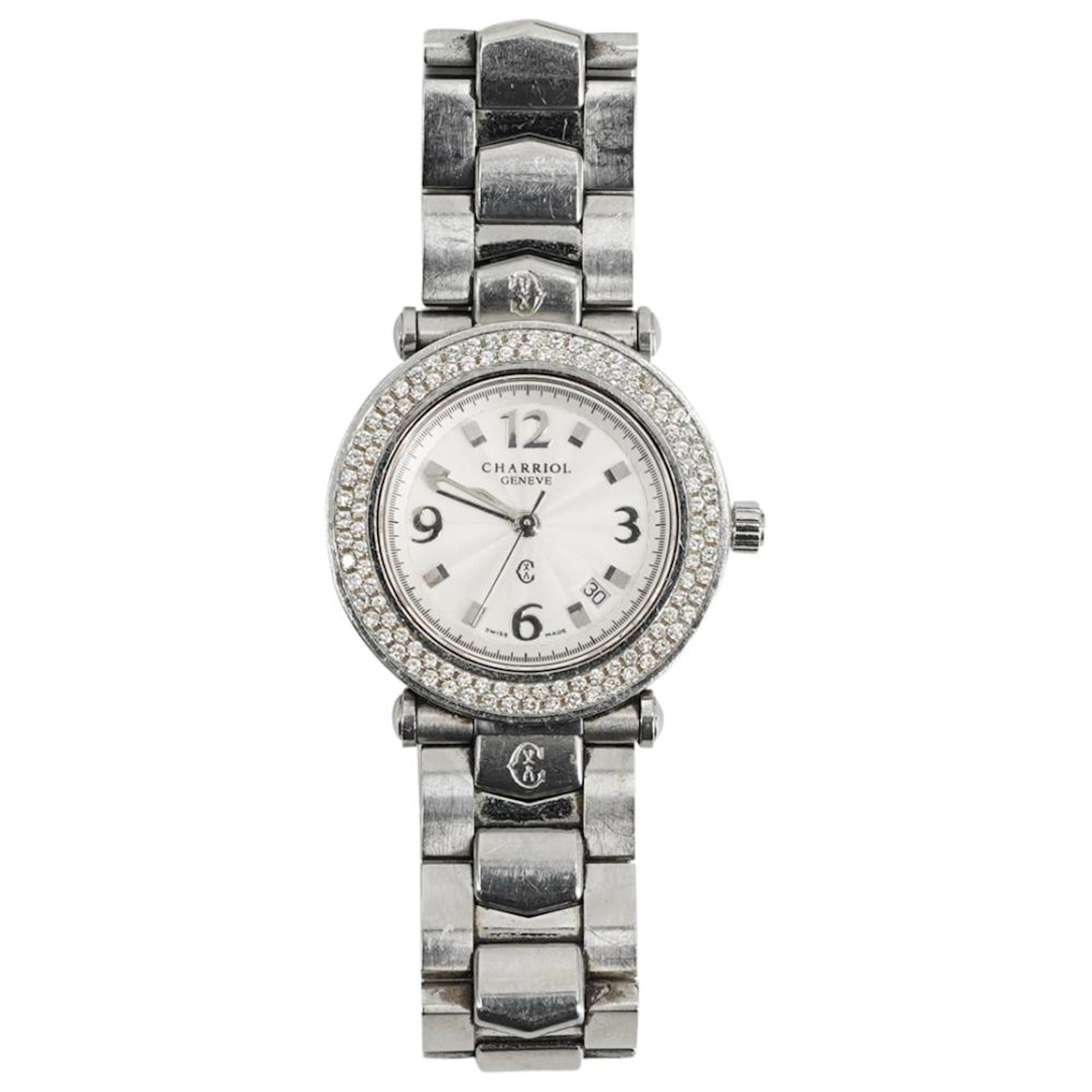 CHARRIOL STAINLESS STEEL AND DIAMOND BEZEL WATCH