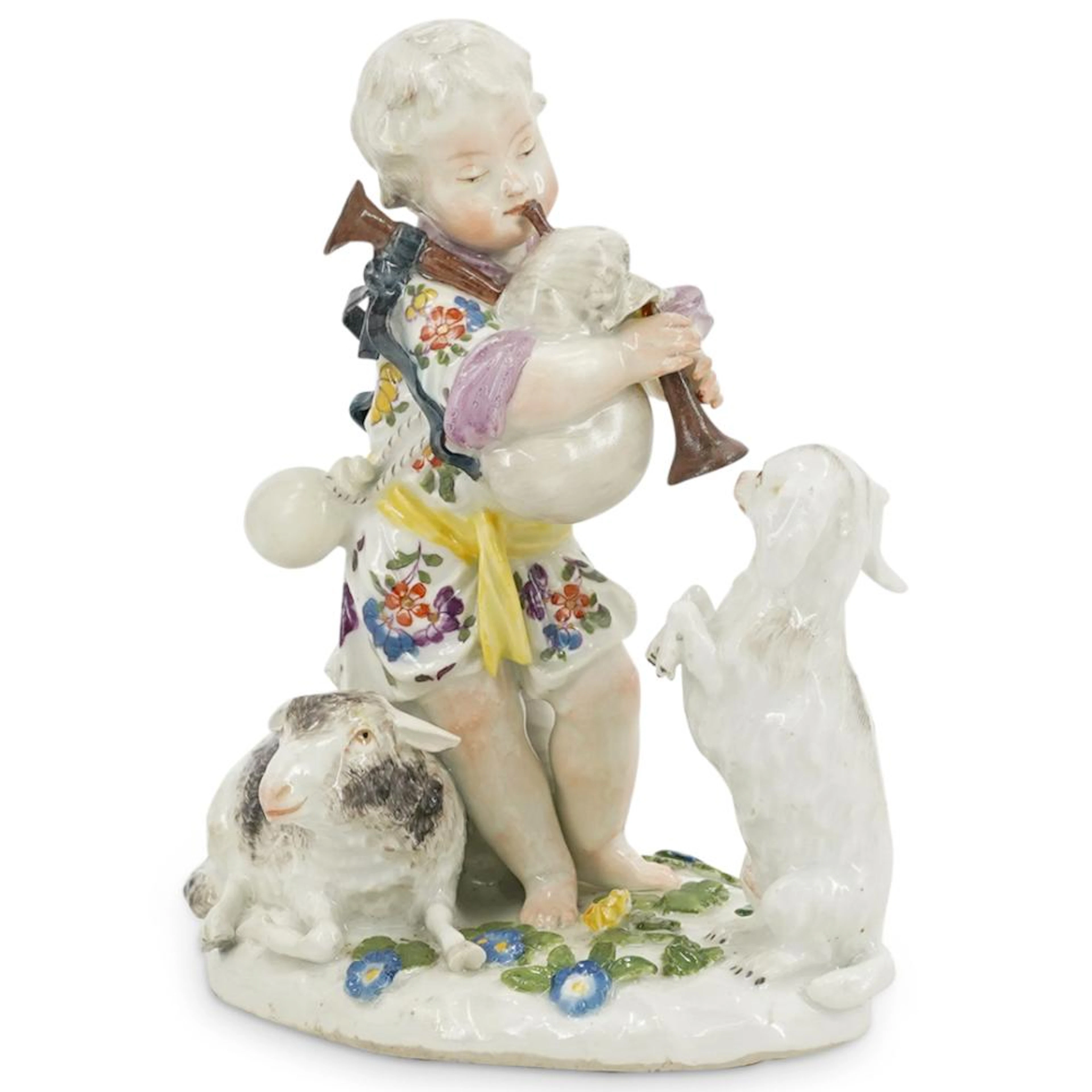 18TH CENTURY MEISSEN PORCELAIN BAGPIPER GROUPING BY KANDLER